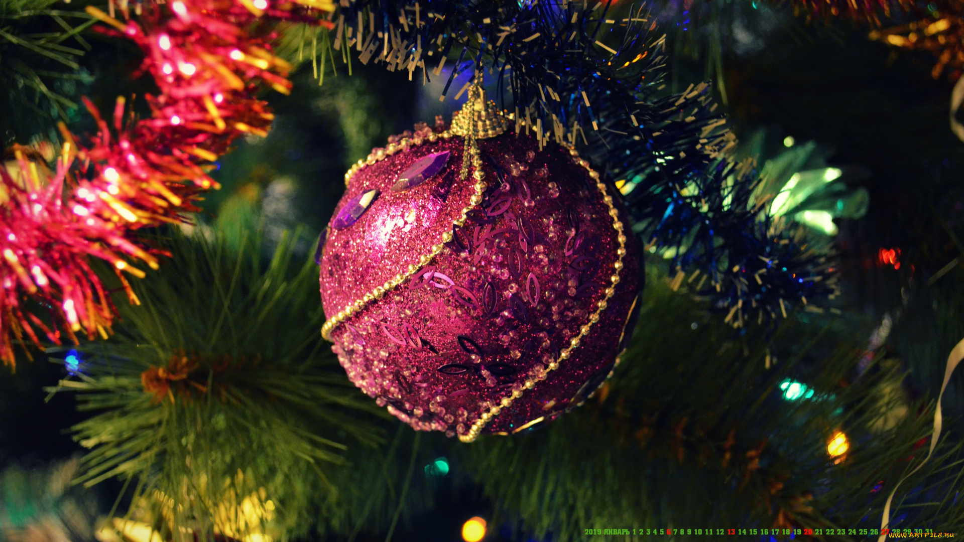 календари, праздники, , салюты, ветка, мишура, шар, игрушка