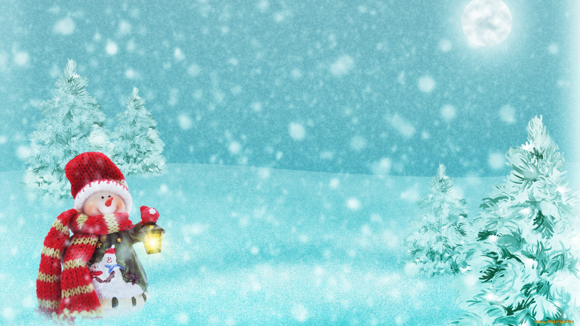 праздничные, векторная, графика, , новый, год, снеговик, снежинки, снег, елки