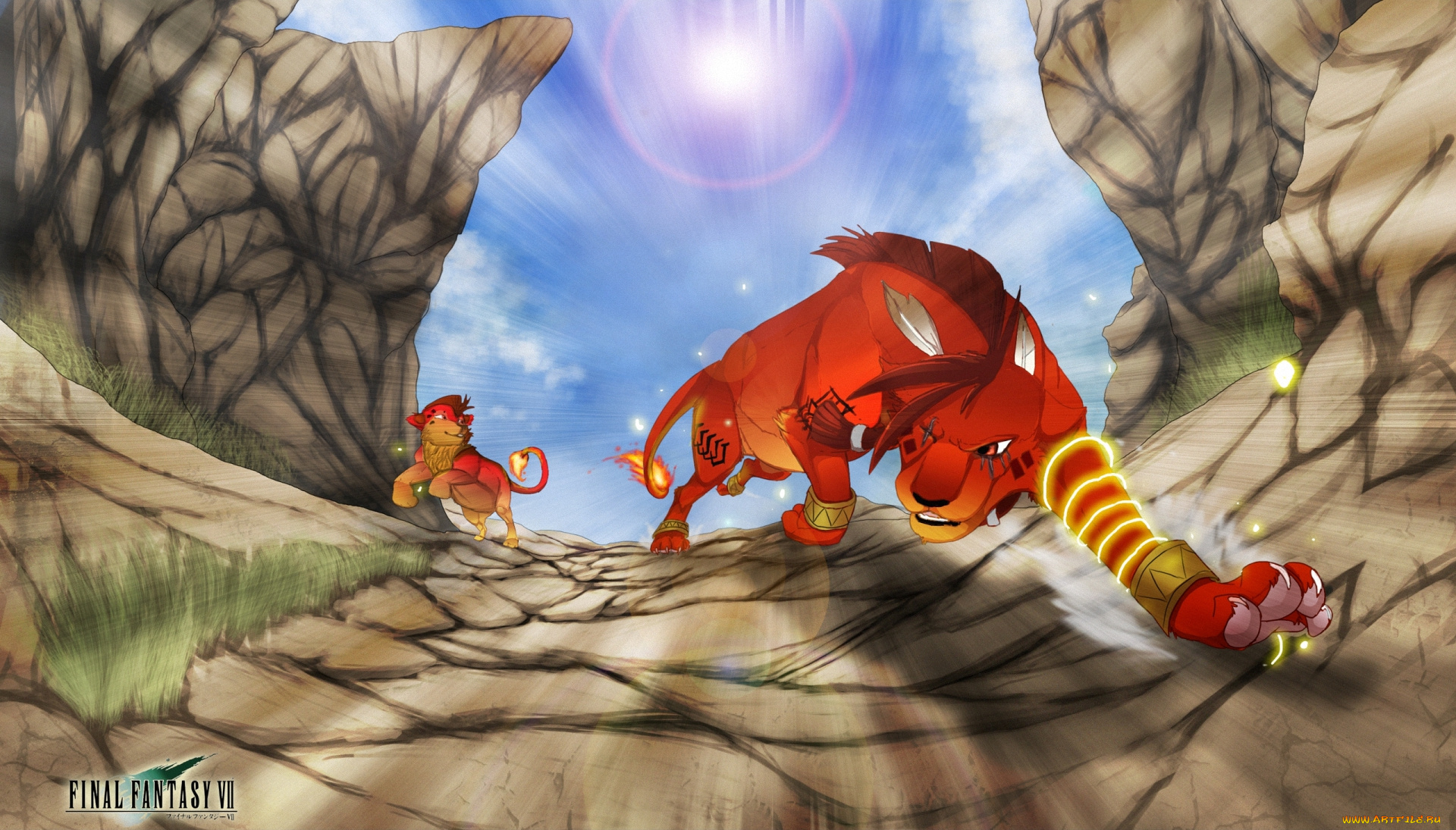 аниме, final, fantasy, lion, xiii, red