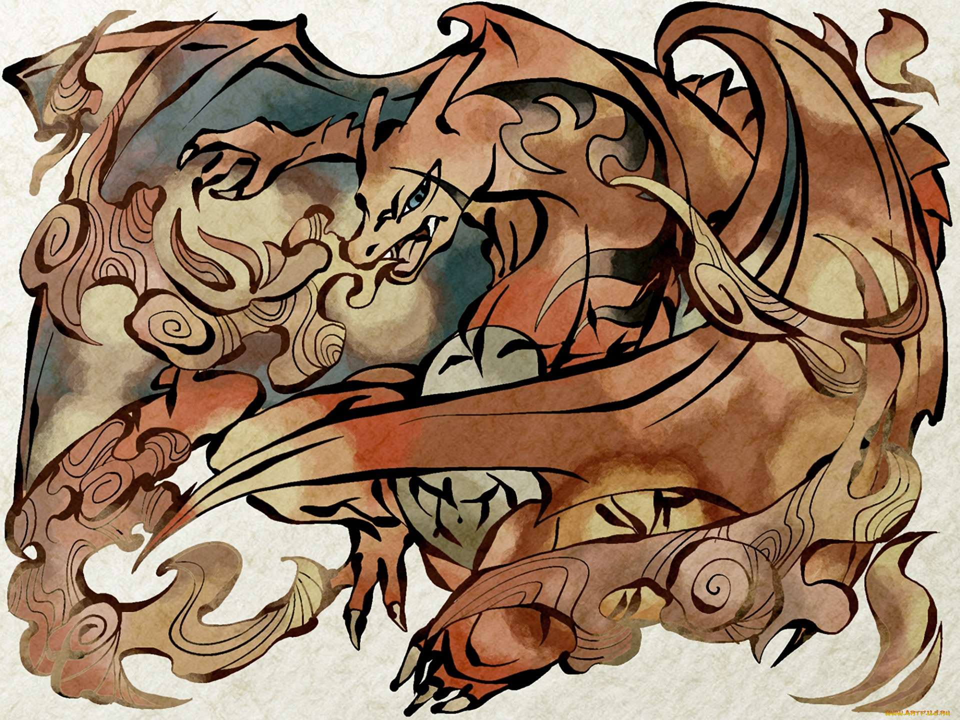 аниме, pokemon, покемон, дракон, charizard, монстр