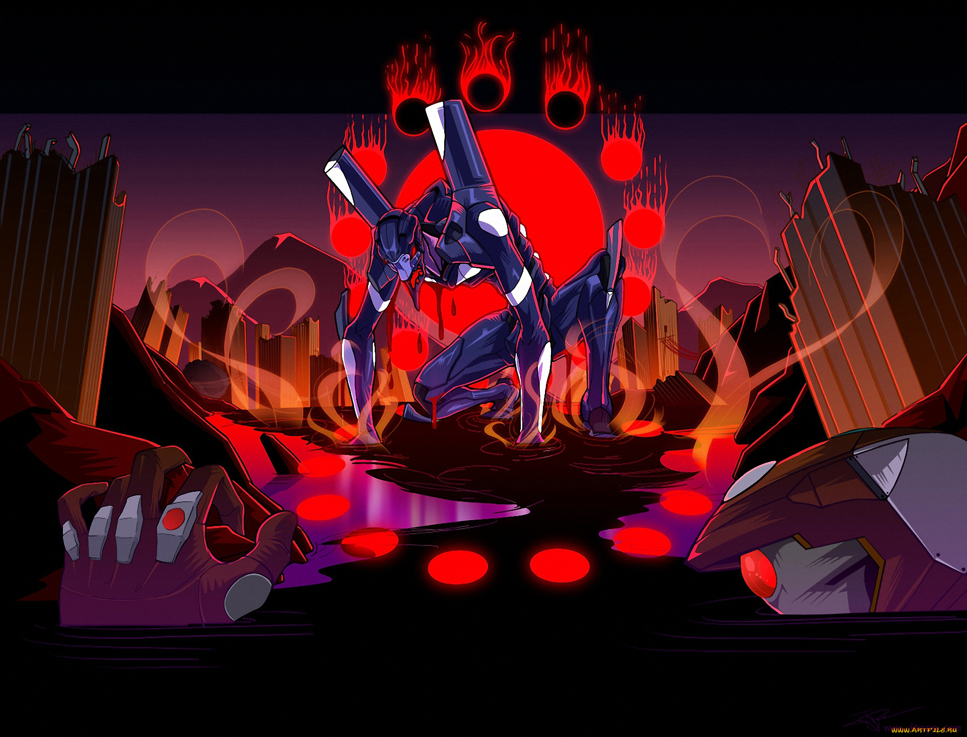 аниме, evangelion, робот, eva, меха