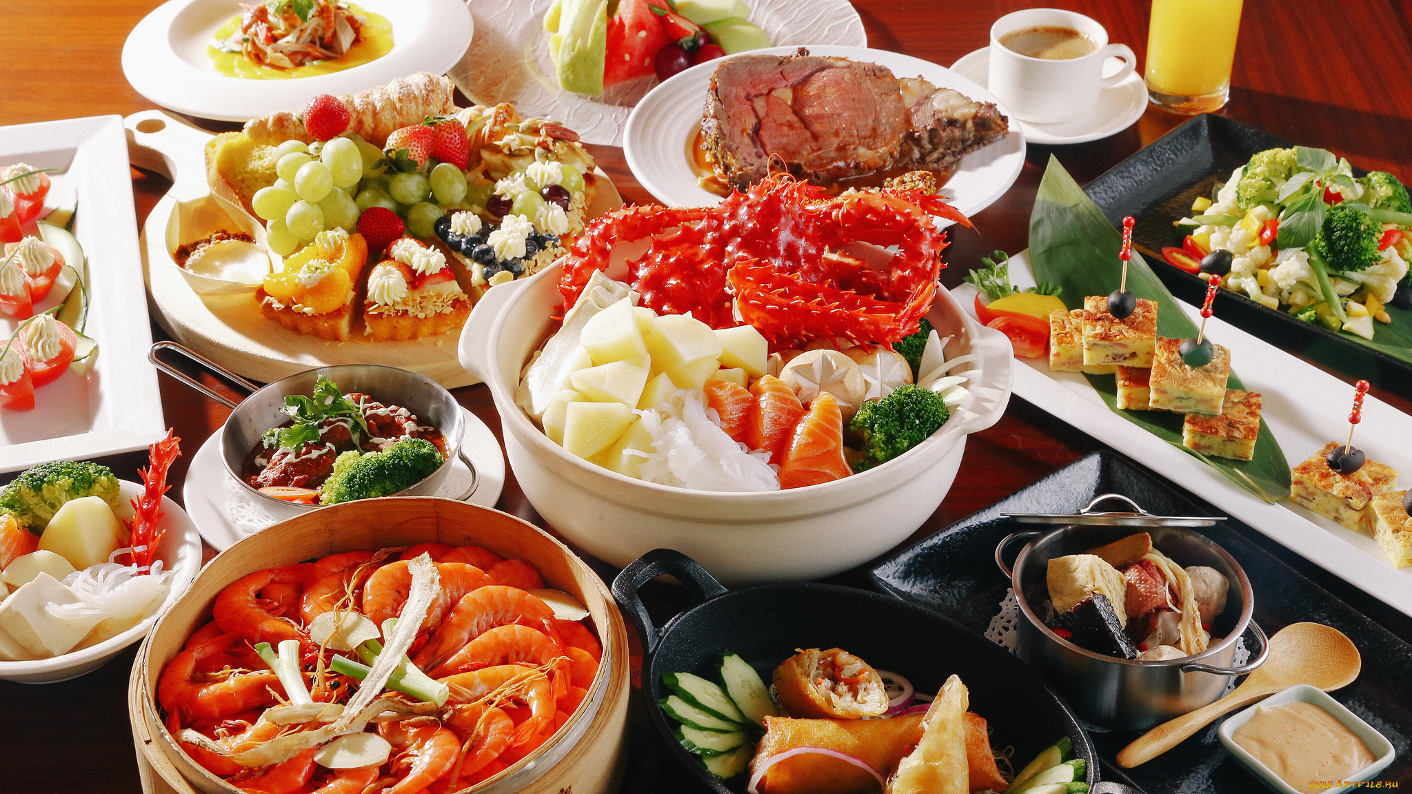 еда, рыбные, блюда, , с, морепродуктами, снедь