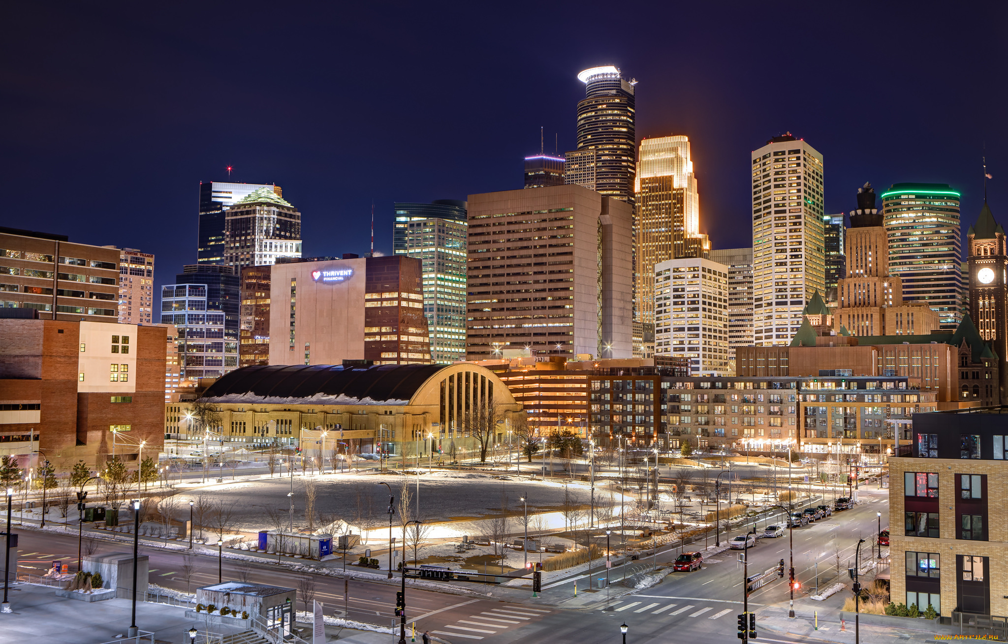 minneapolis, , minnesota, города, -, огни, ночного, города, простор