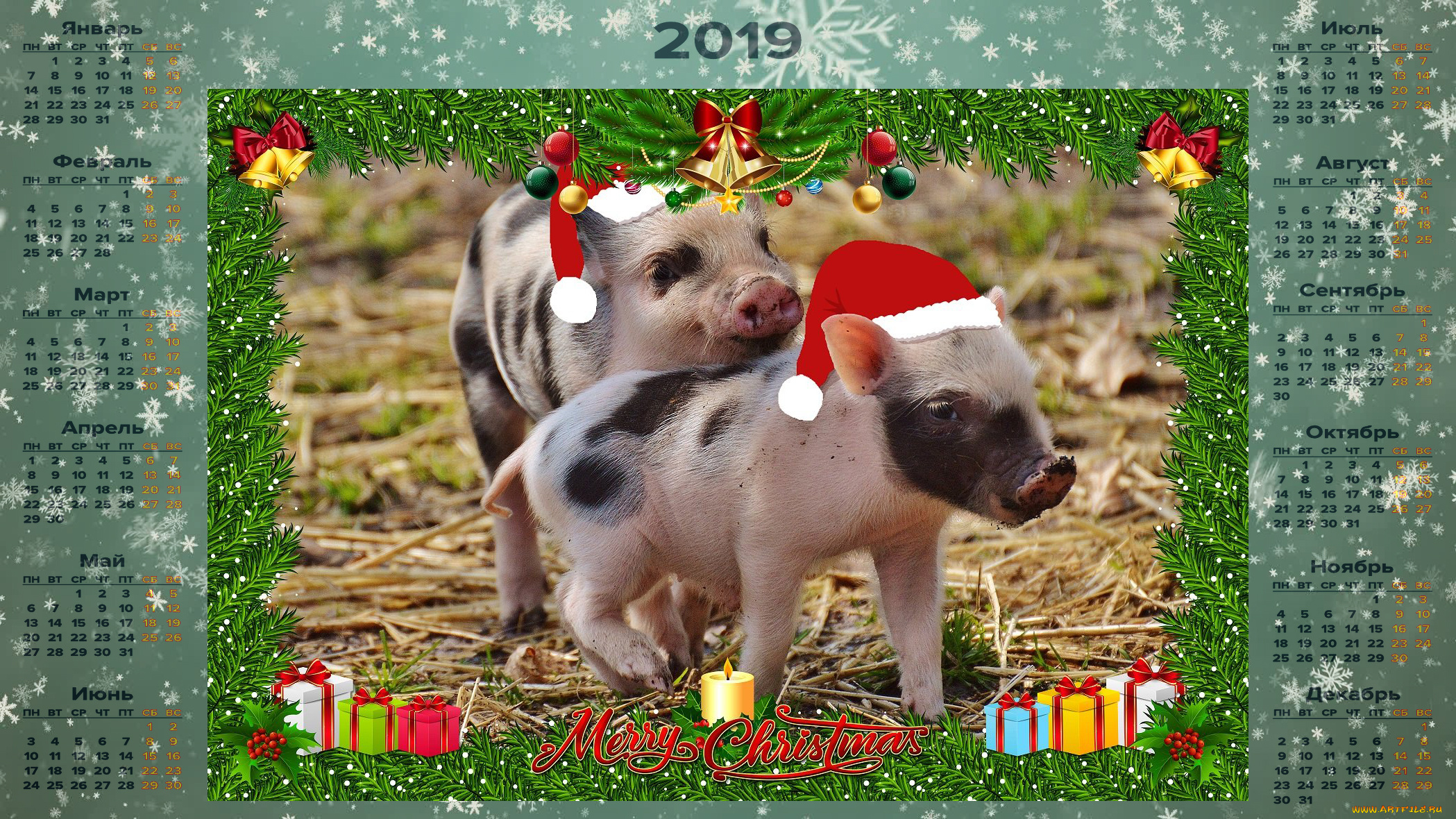 календари, праздники, , салюты, снежинка, фон, шапка, поросенок