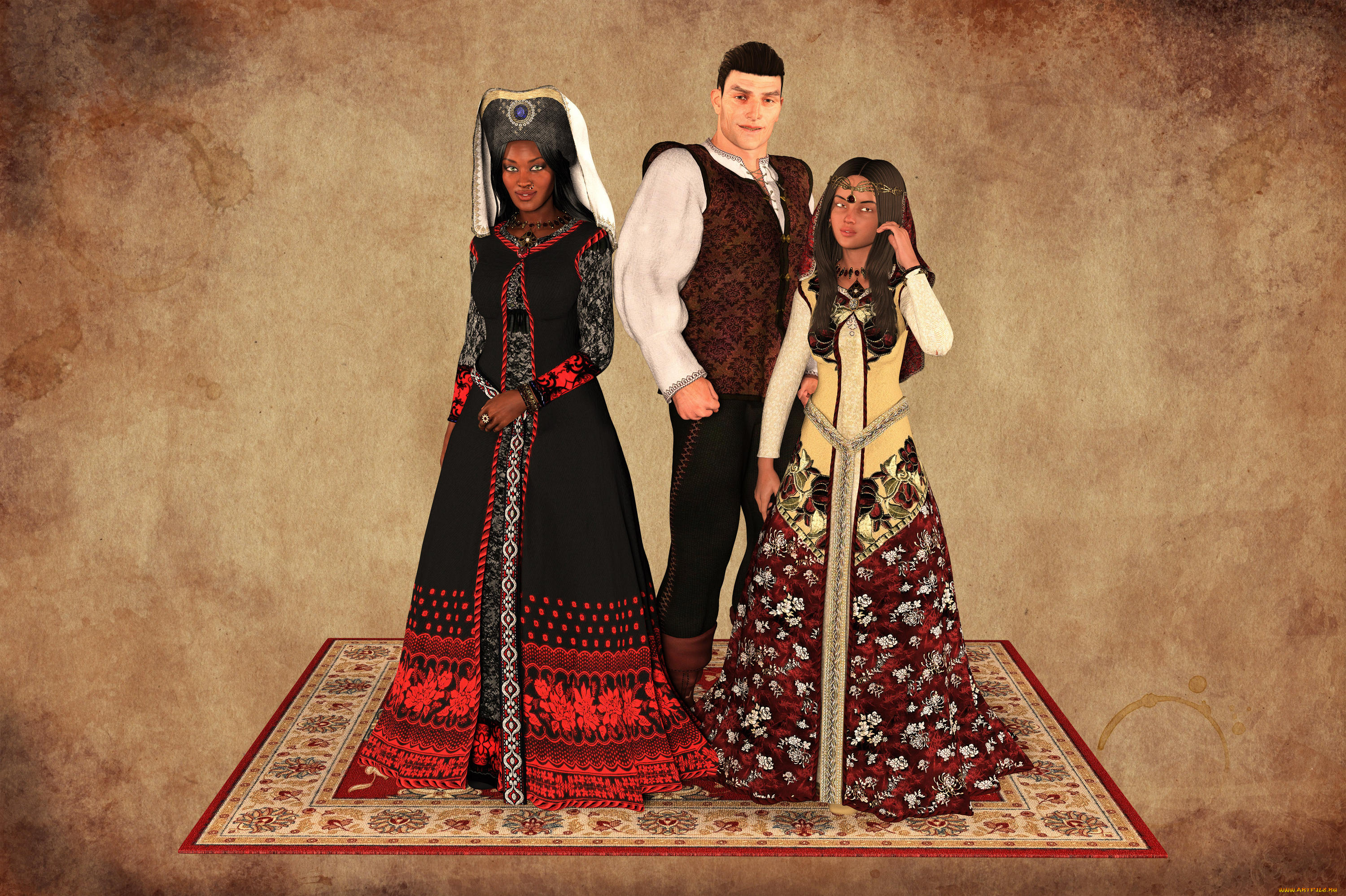 3д, графика, люди, , people, фон, взгляд, девушки