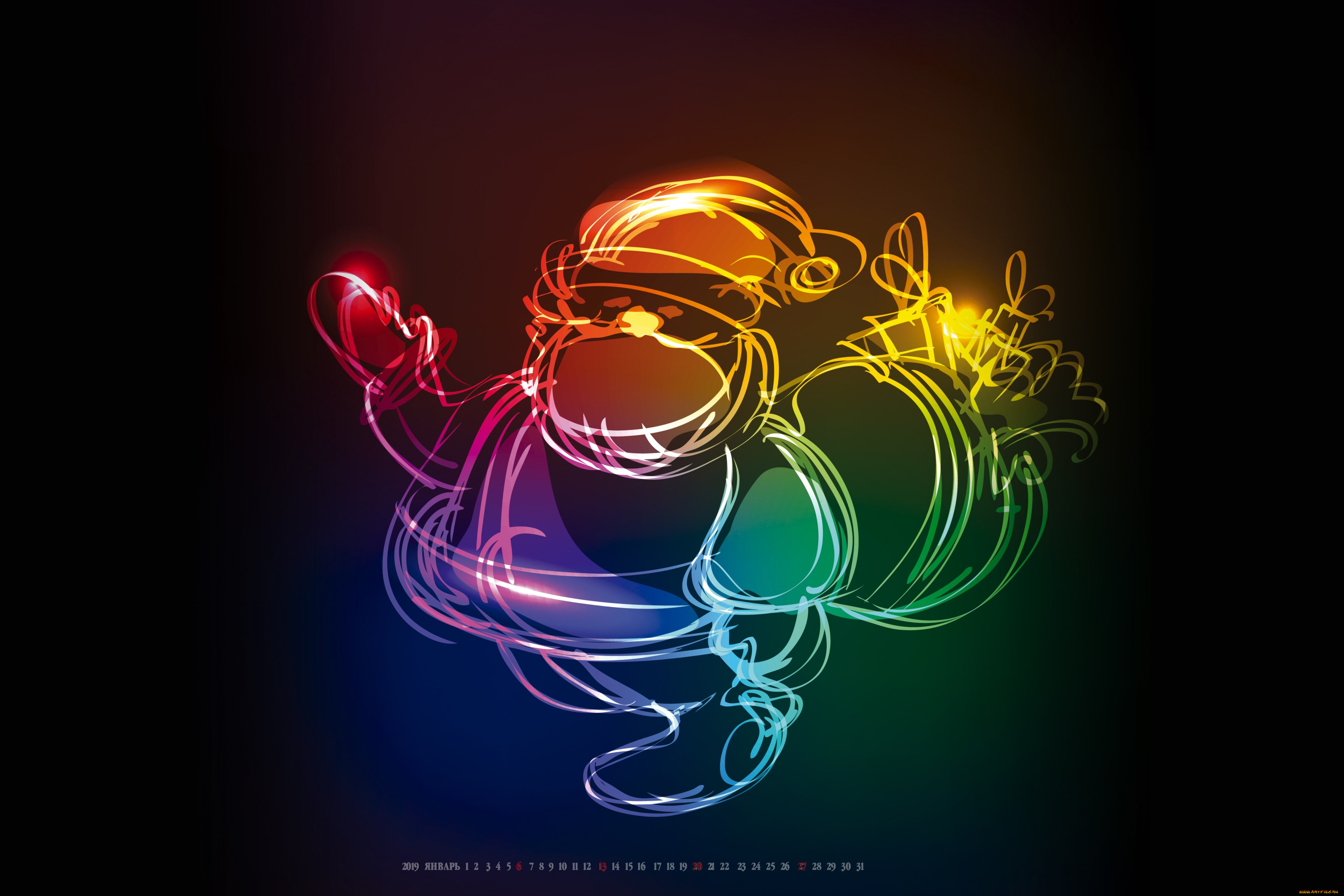 календари, праздники, , салюты, санта, клаус, фрактал, фон