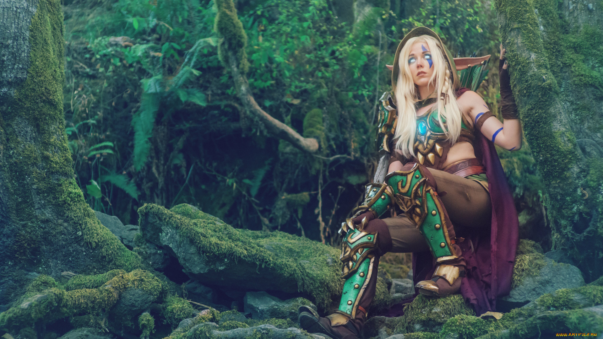 разное, cosplay, , косплей, мох, камни, лес, уши, эльф