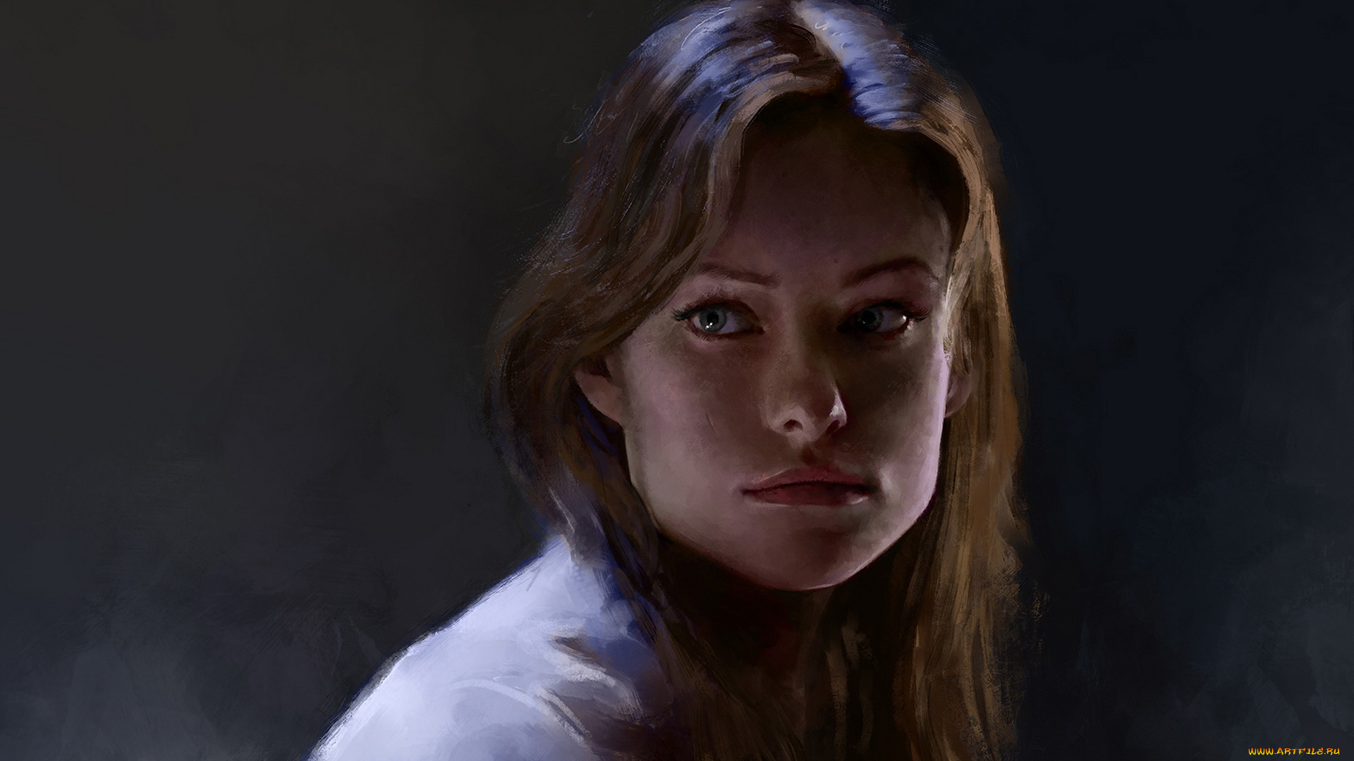 рисованное, люди, взгляд, фон, девушка