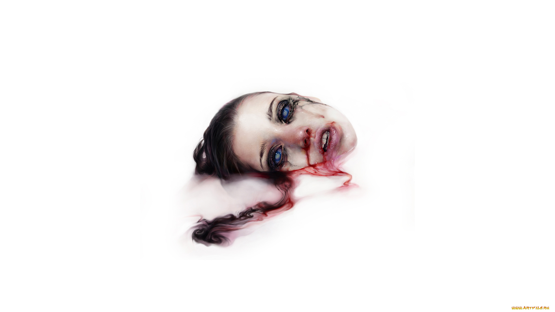 рисованное, минимализм, фон, лицо, кровь, взгляд