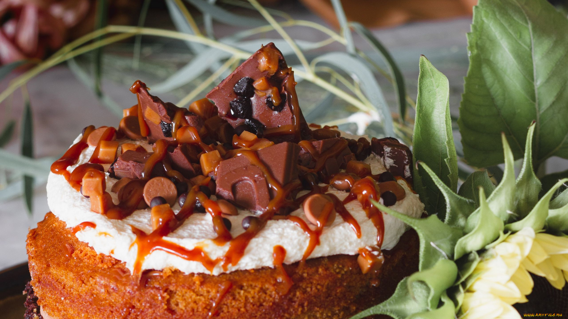 еда, торты, карамельный, торт, лакомство