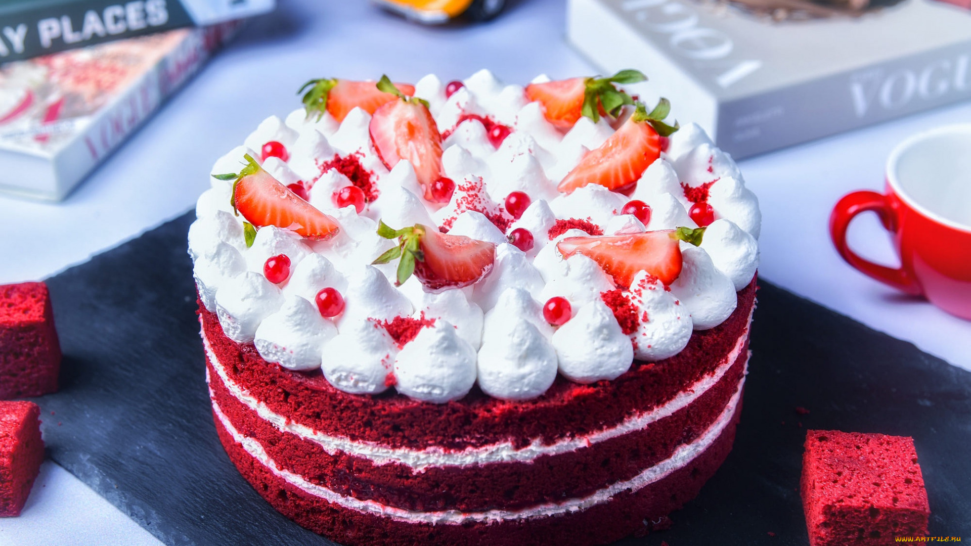 еда, торты, клубника, торт, безе