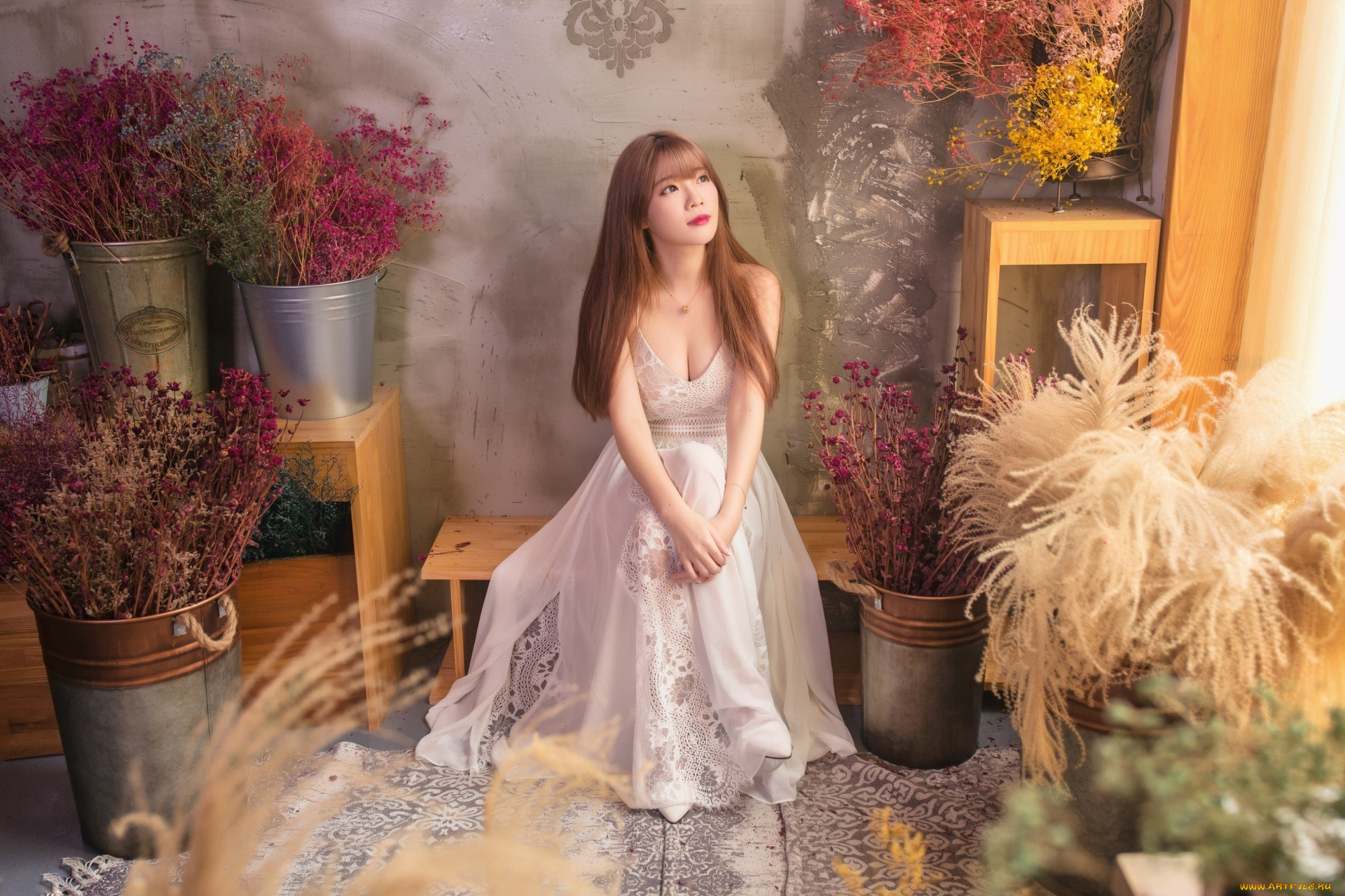 девушки, -, азиатки, декольте