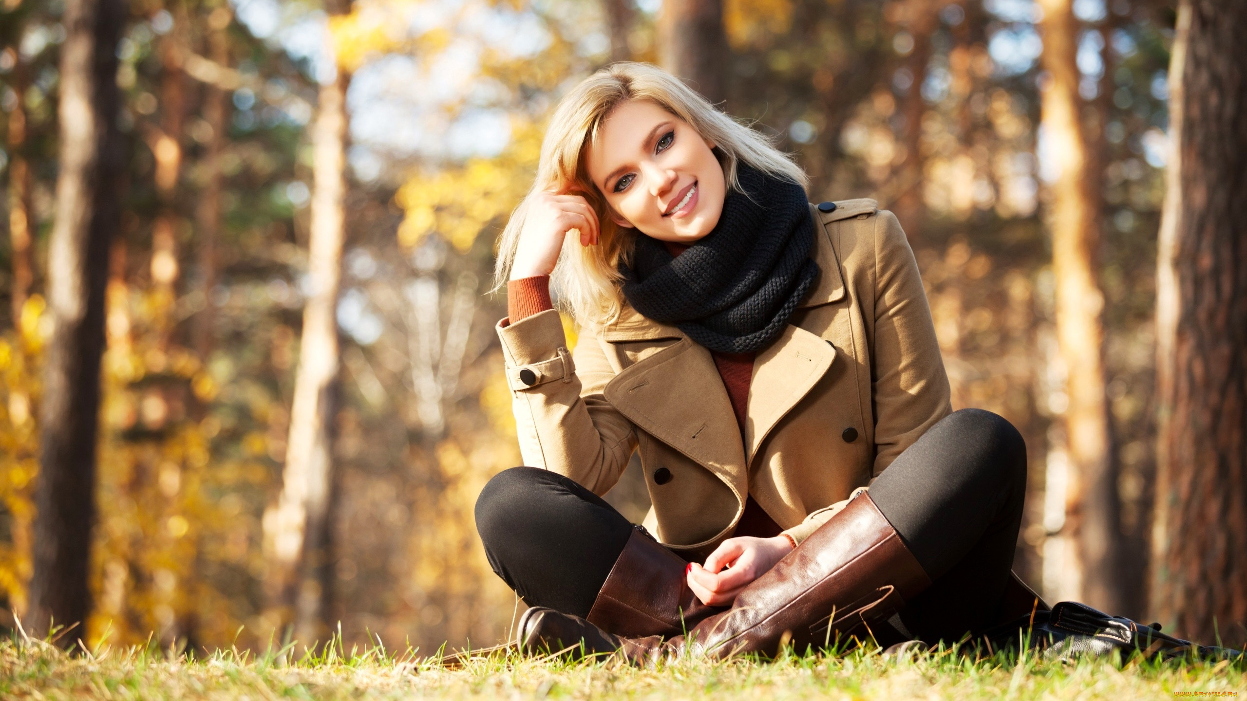 девушки, -, блондинки, , светловолосые, осень, блондинка, лес