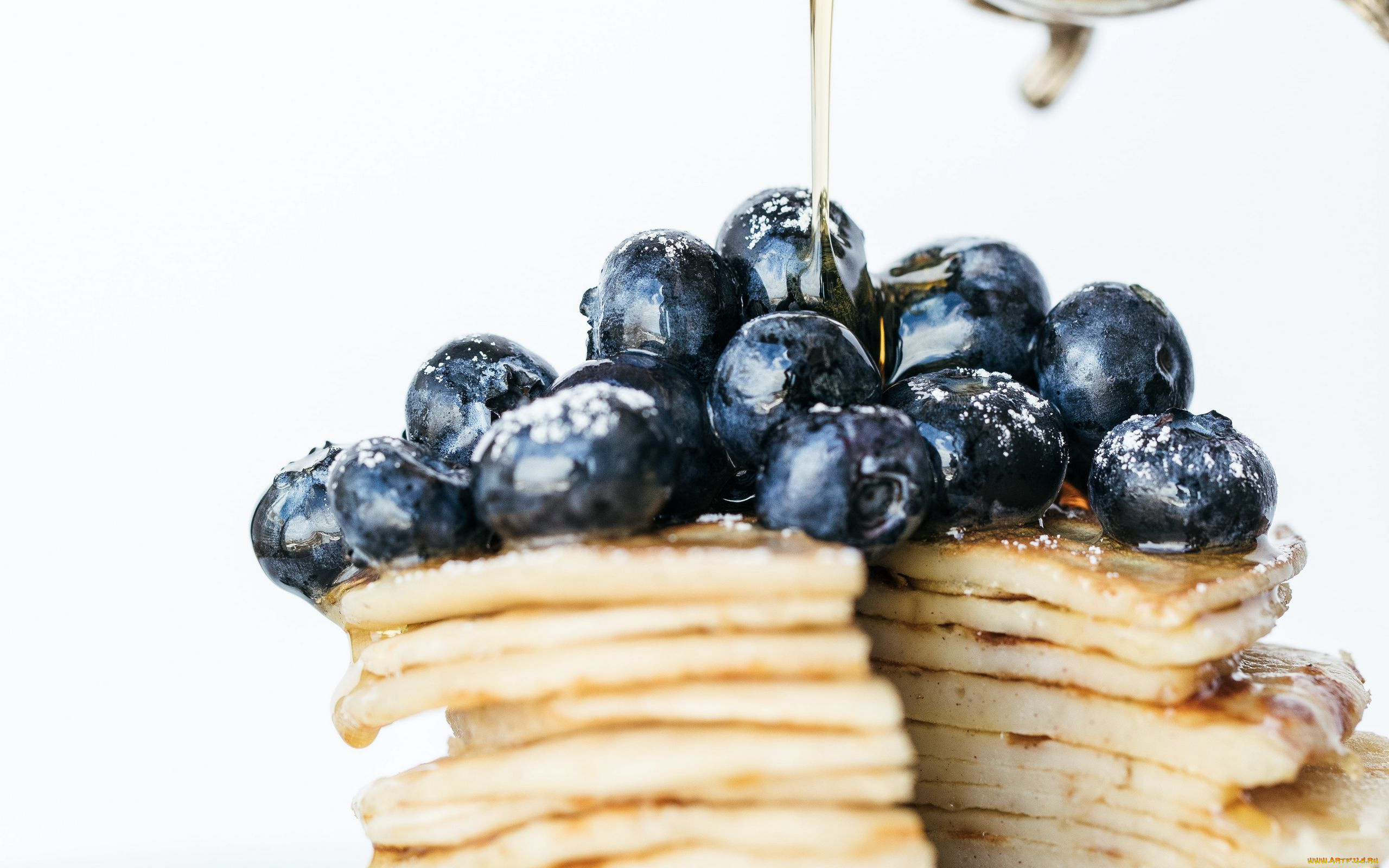 еда, блины, , оладьи, черника, мед