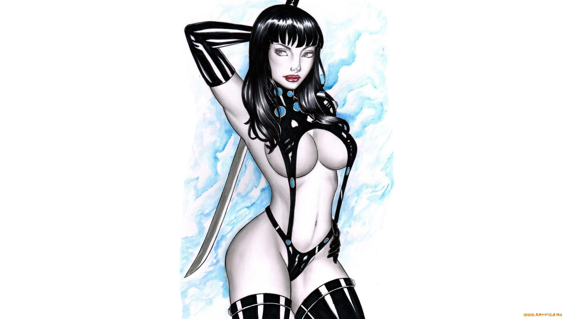 рисованное, elberty, oliveira, девушка, фон, униформа, катана