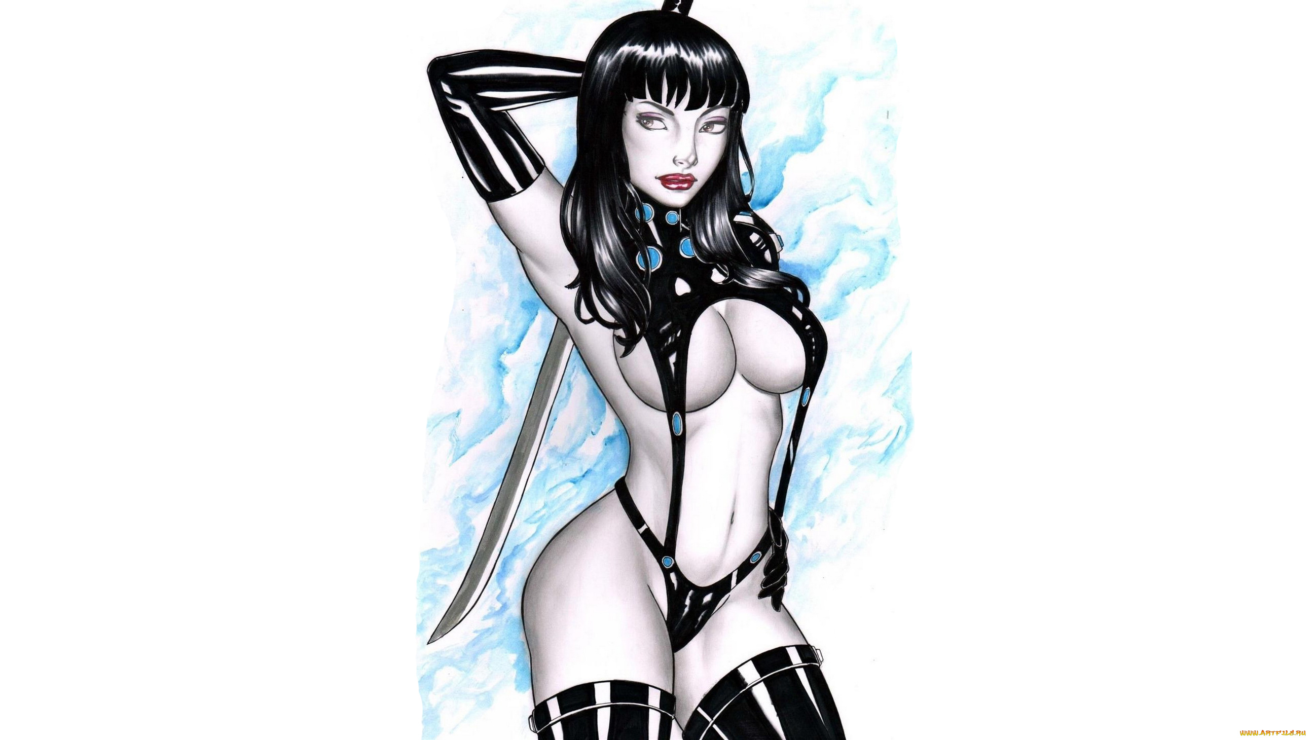 рисованное, elberty, oliveira, девушка, фон, униформа, катана