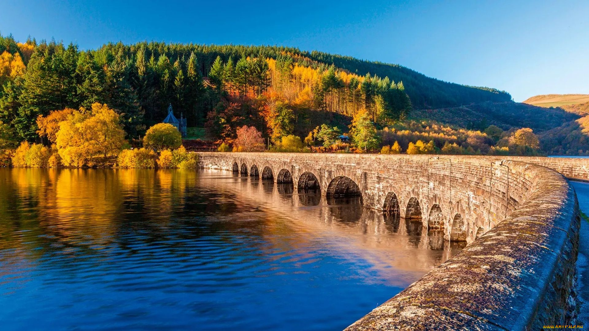 garreg, ddu, dam, lower, elan, valley, , wales, uk, города, -, мосты, garreg, ddu, dam, lower, elan, valley, wales