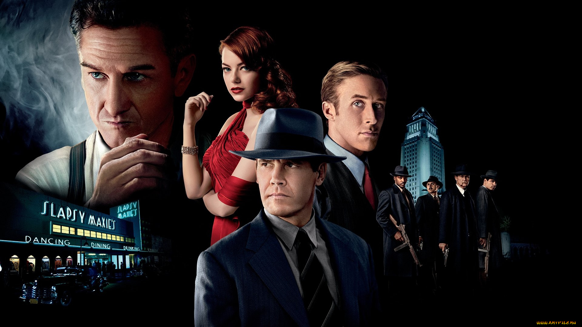 кино, фильмы, gangster, squad, коллаж