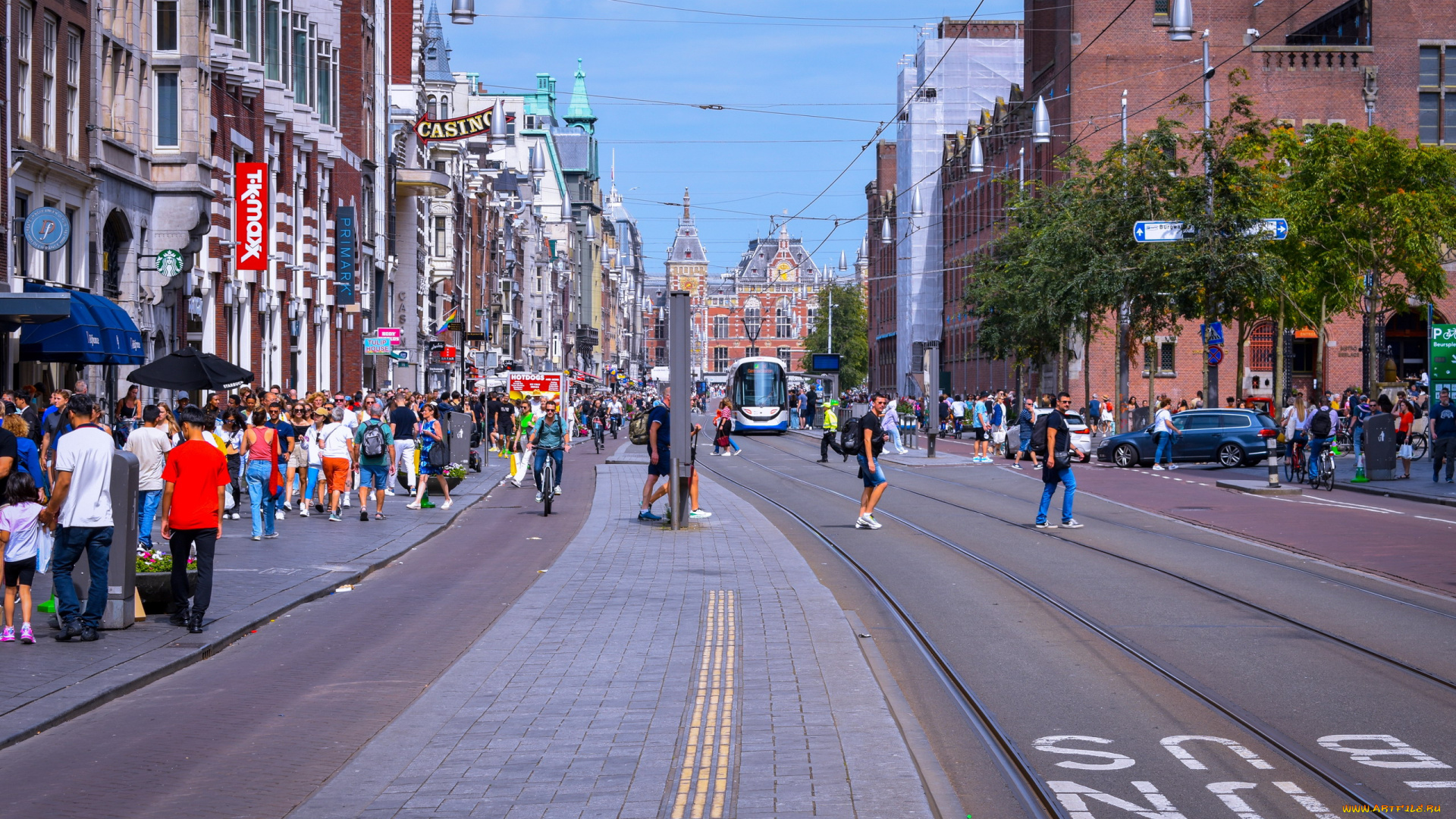 города, амстердам, , нидерланды, улица, трамвай, прохожие