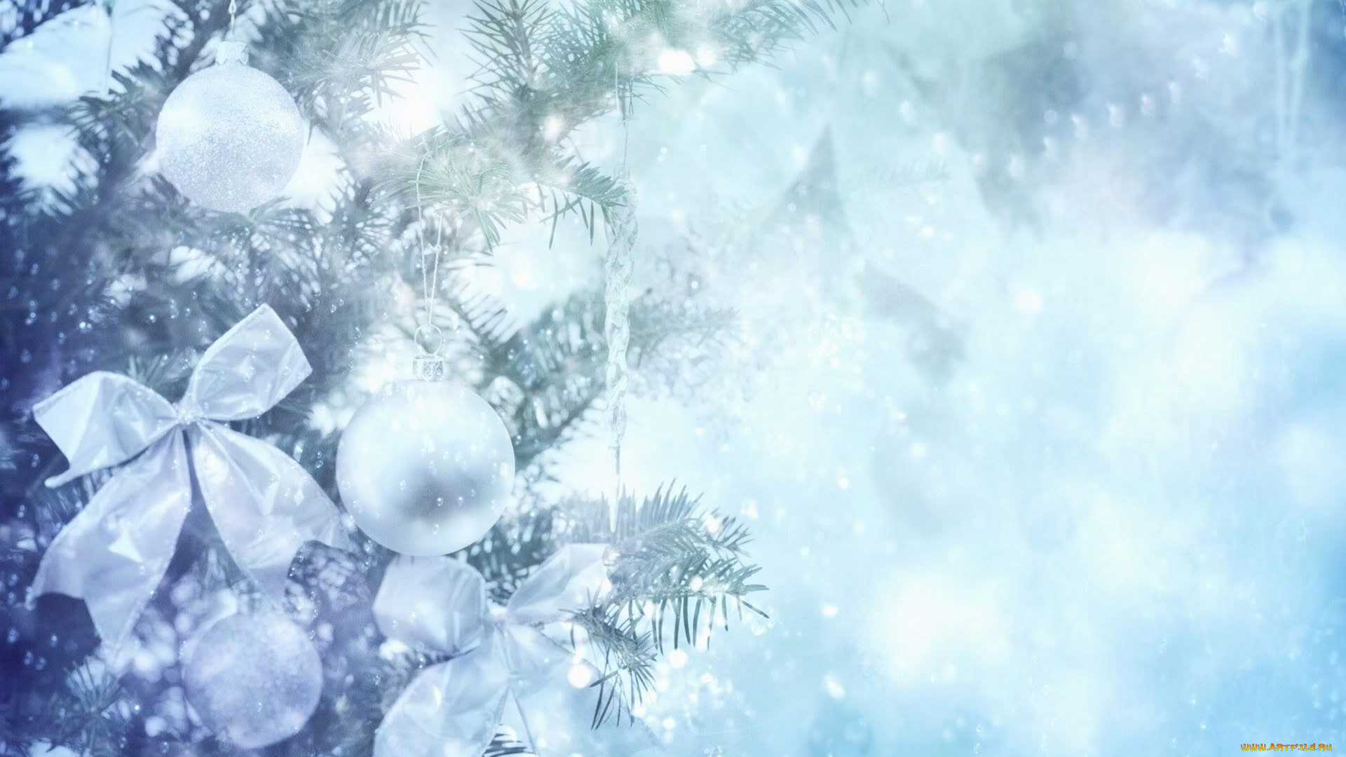праздничные, ёлки, ёлка, снег, шарики, бантики
