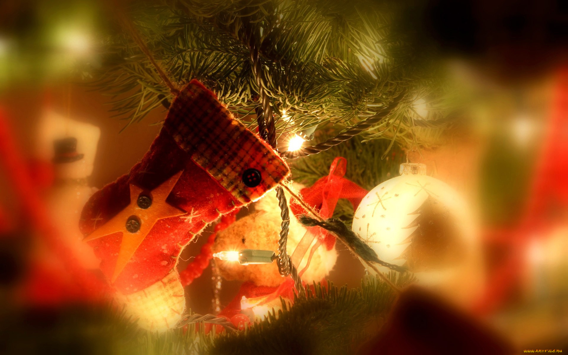 праздничные, украшения, ёлка, гирлянда