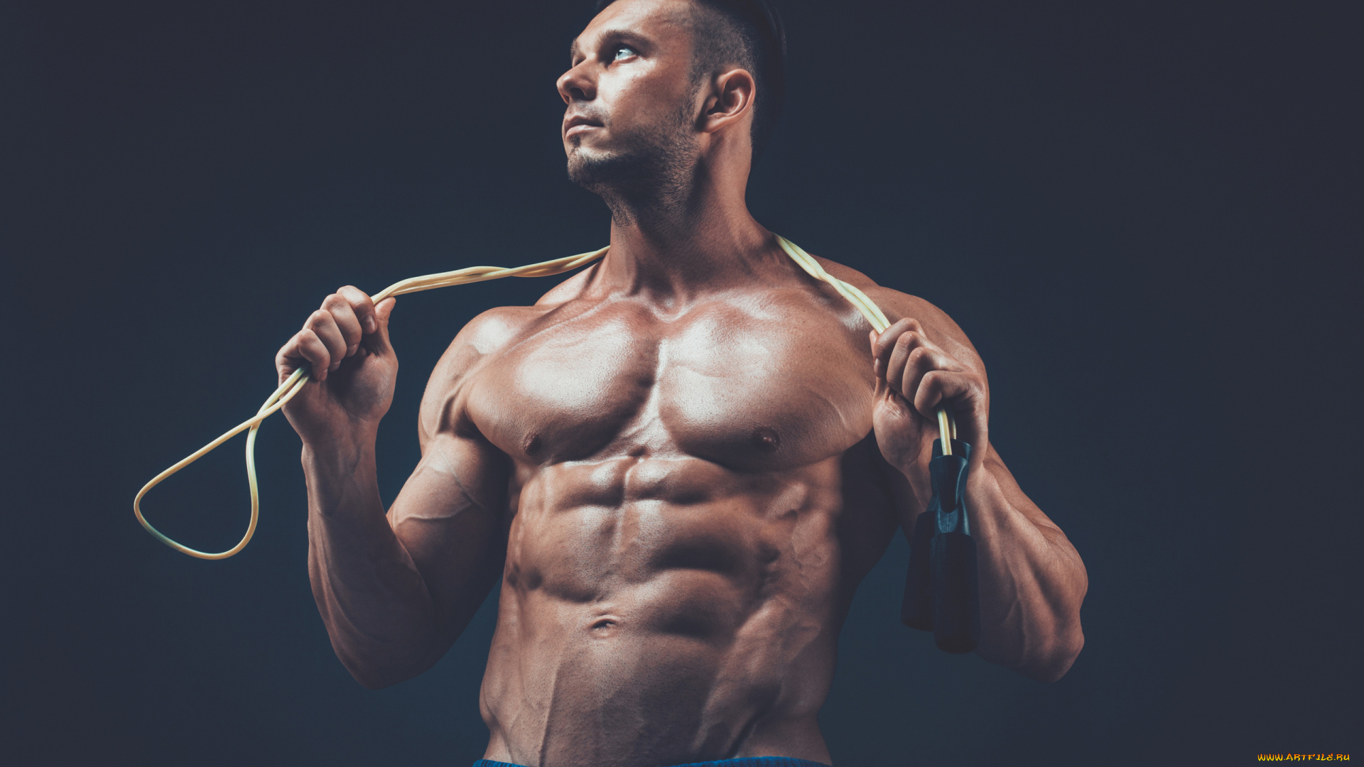 спорт, body, building, мужчины, бодибилдинг, мышцы, руки, скакалка