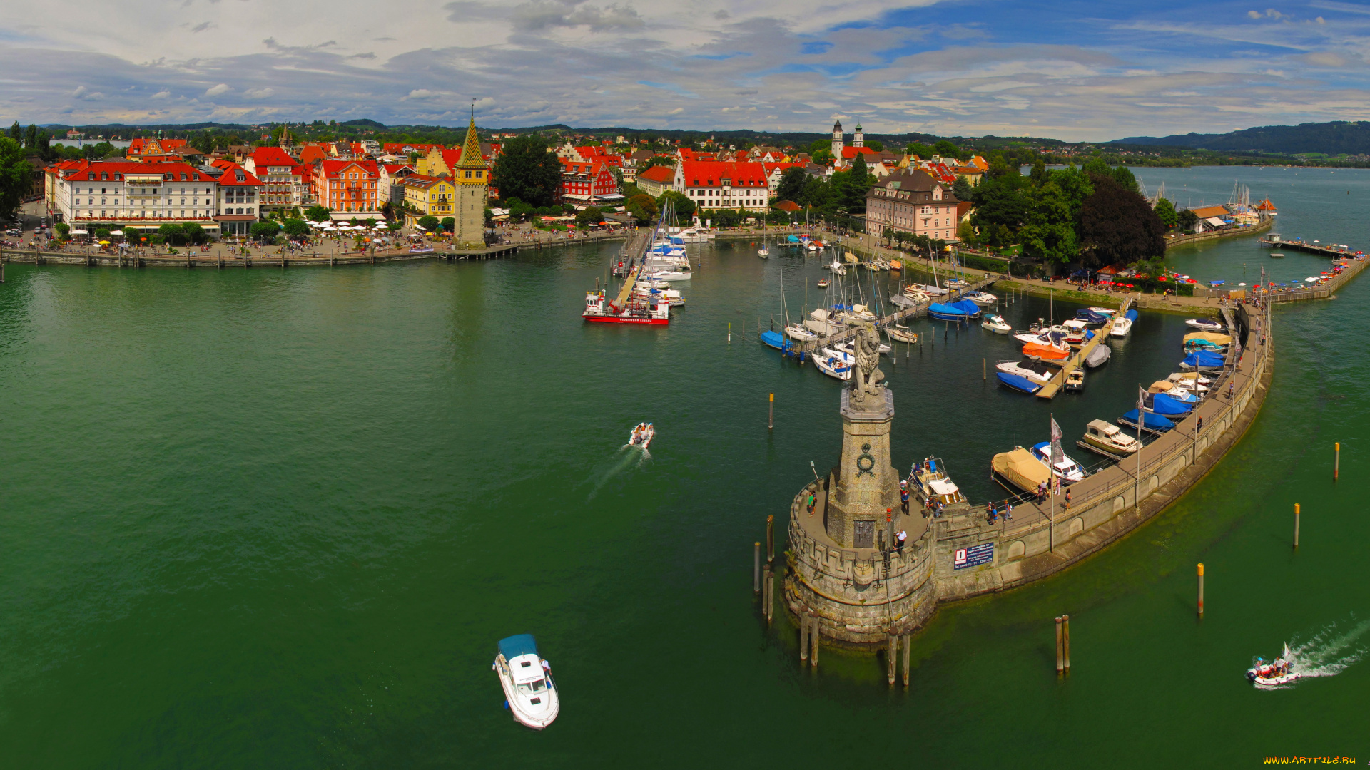 города, пейзажи, залив, остров, корабли, город