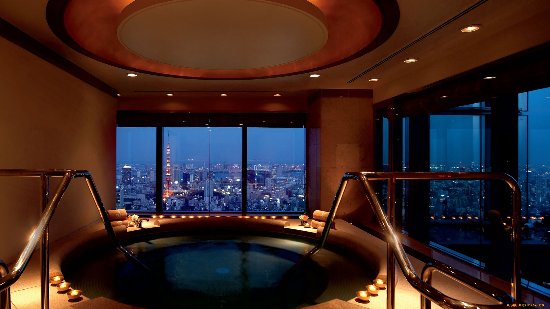 интерьер, бассейны, открытые, площадки, окно, бассейн