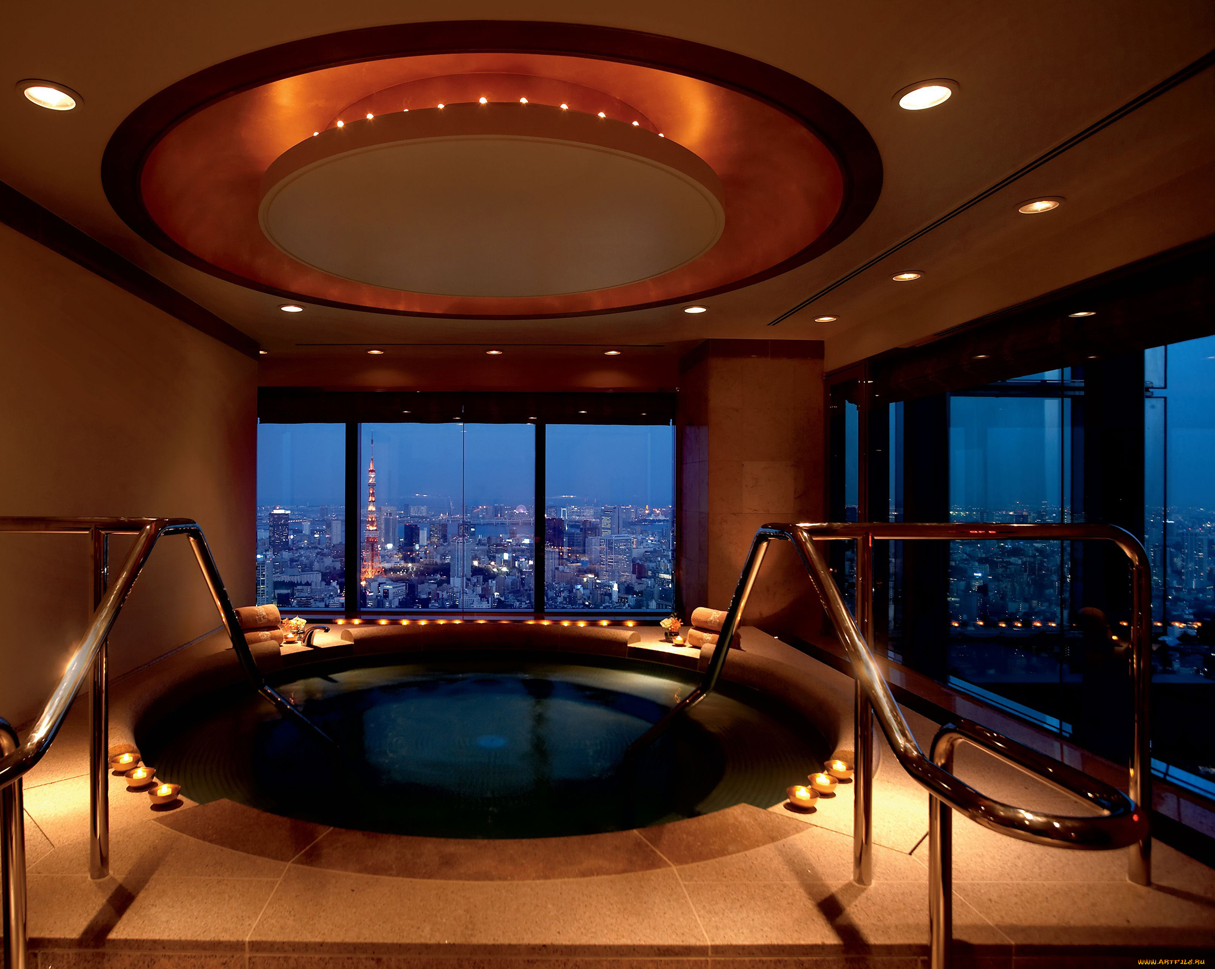 интерьер, бассейны, открытые, площадки, окно, бассейн