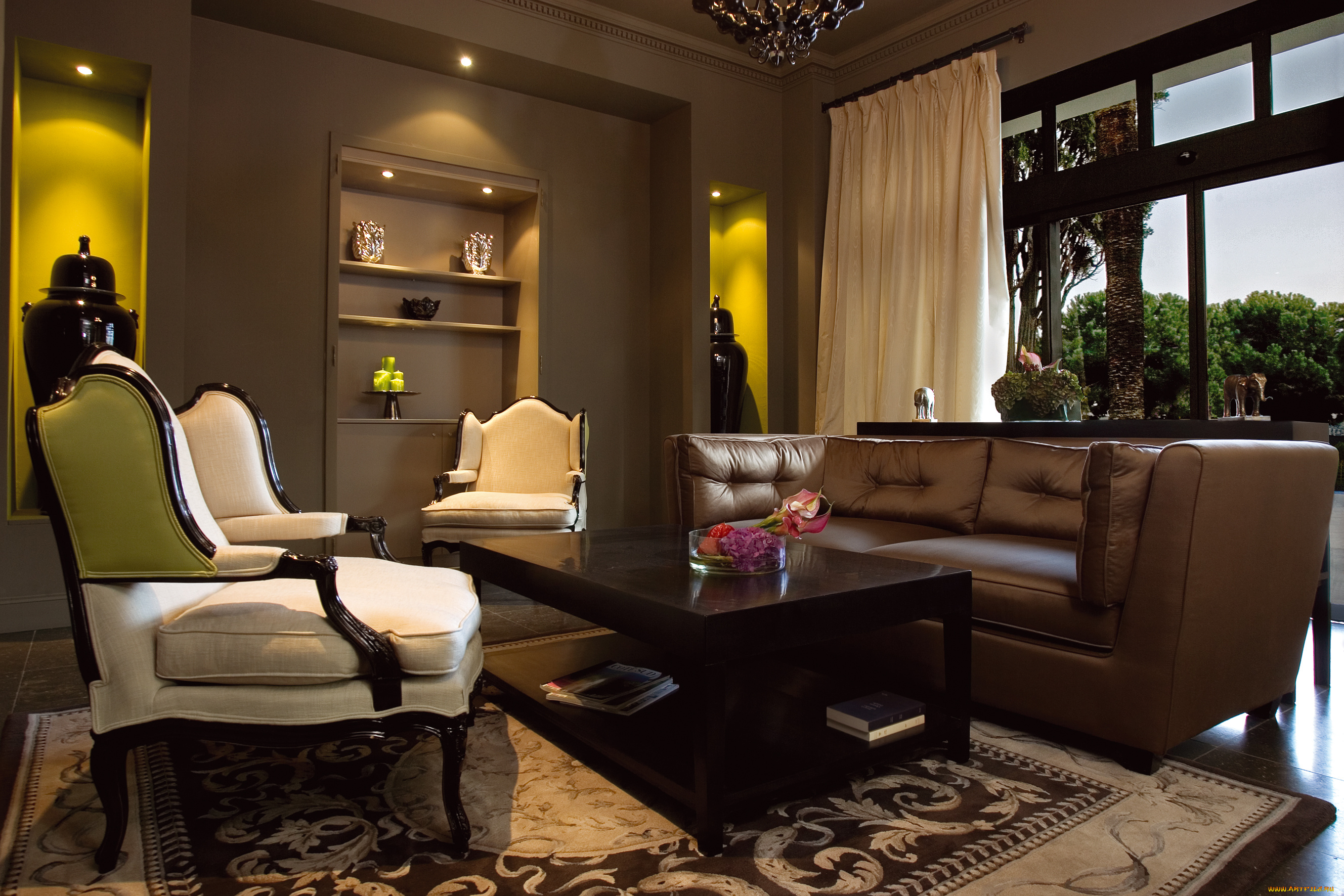 интерьер, гостиная, кресло, стол, диван