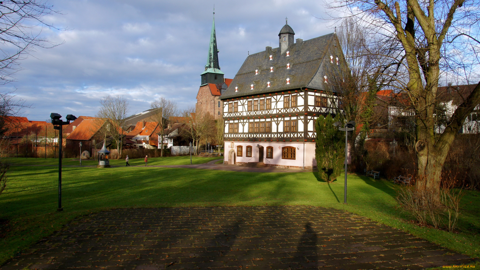 германия, гибольдехаузен, города, здания, дома, улица, деревья