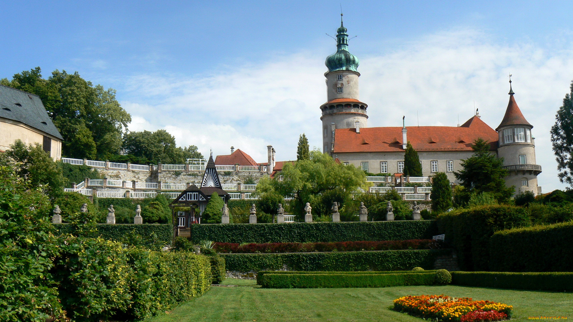 замок, новое, место, над, метуей, Чехия, города, дворцы, замки, крепости, парк