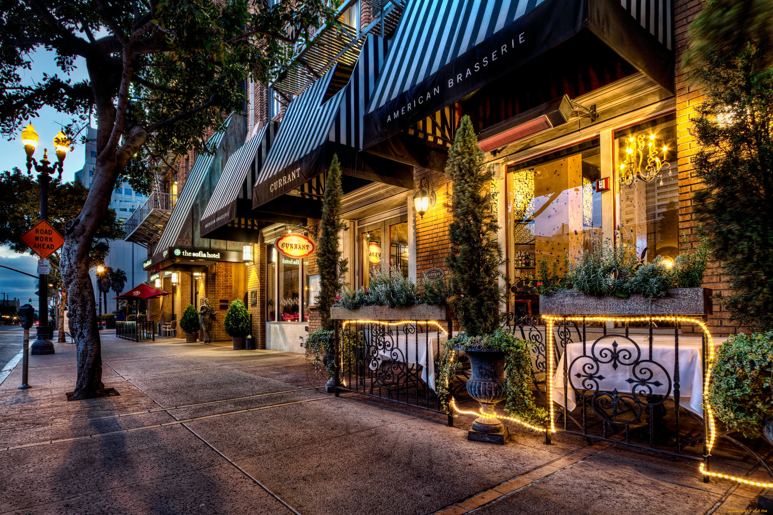 san, diego, california, города, сан, диего, сша, город, ночь, огни, дома, улица