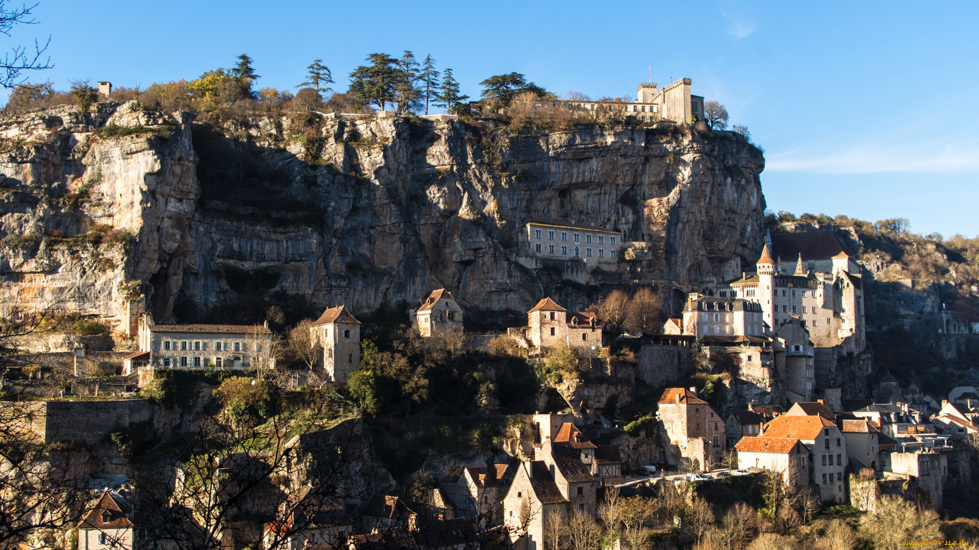 рокамадур, , франция, города, -, здания, , дома, дома, горы, франция