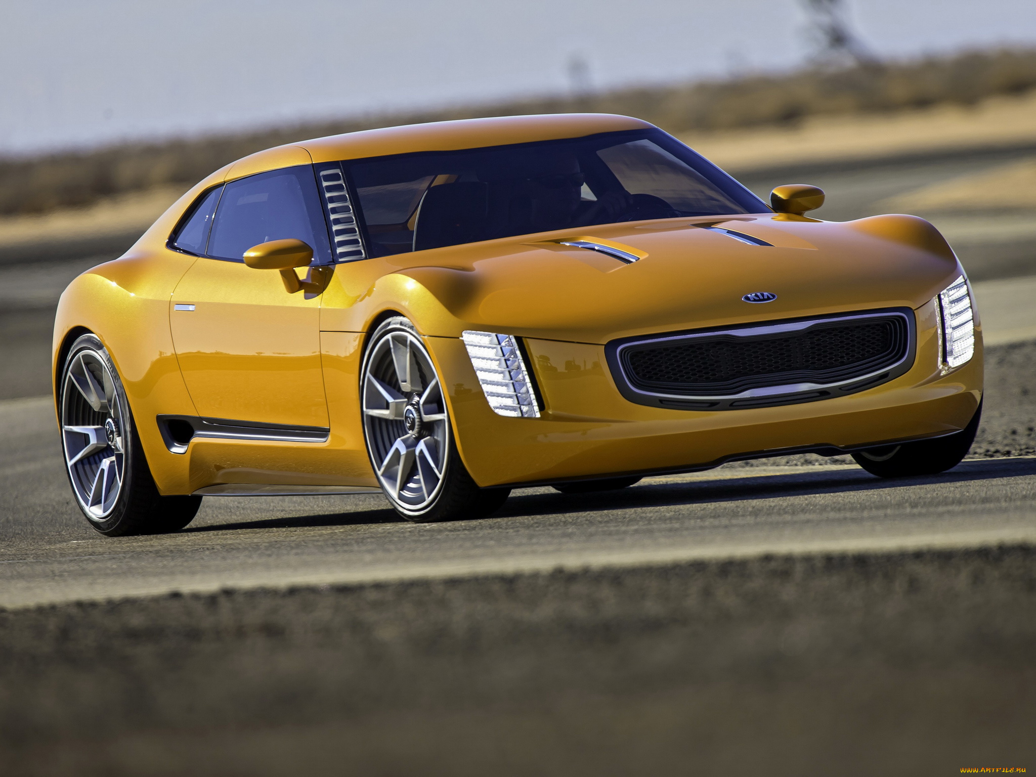автомобили, kia, gt4, stinger, 2014, желтый