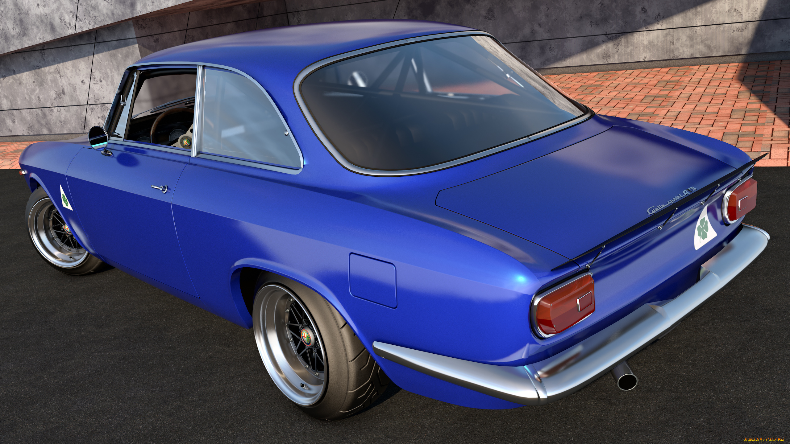 автомобили, 3д, 1965, alfa, romeo, giulia, sprint, gta, синий