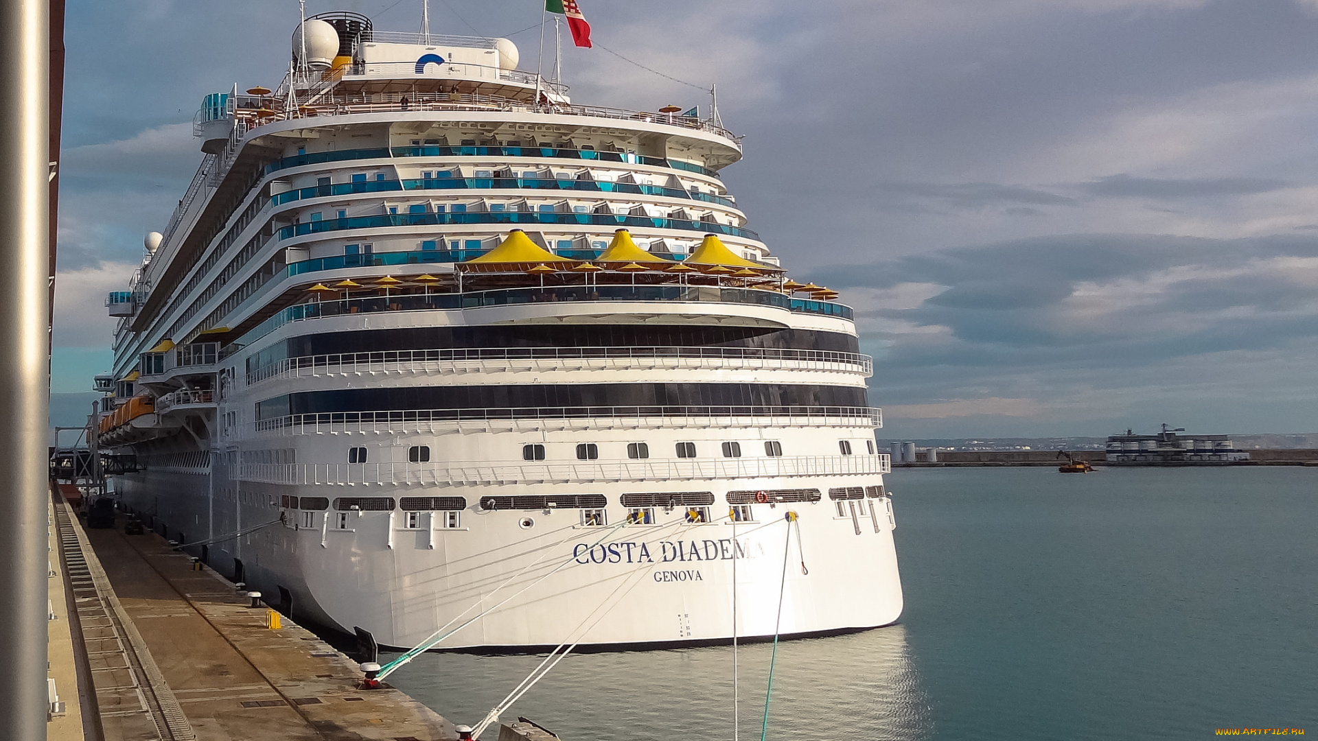 costa, diadema, корабли, лайнеры, лайнер, круиз, причал, порт