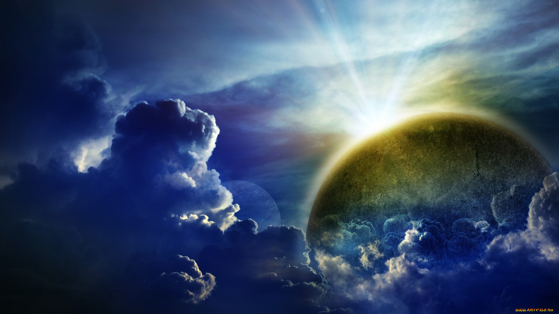 фэнтези, другое, свет, лучи, тучи, облака, небо, пейзаж
