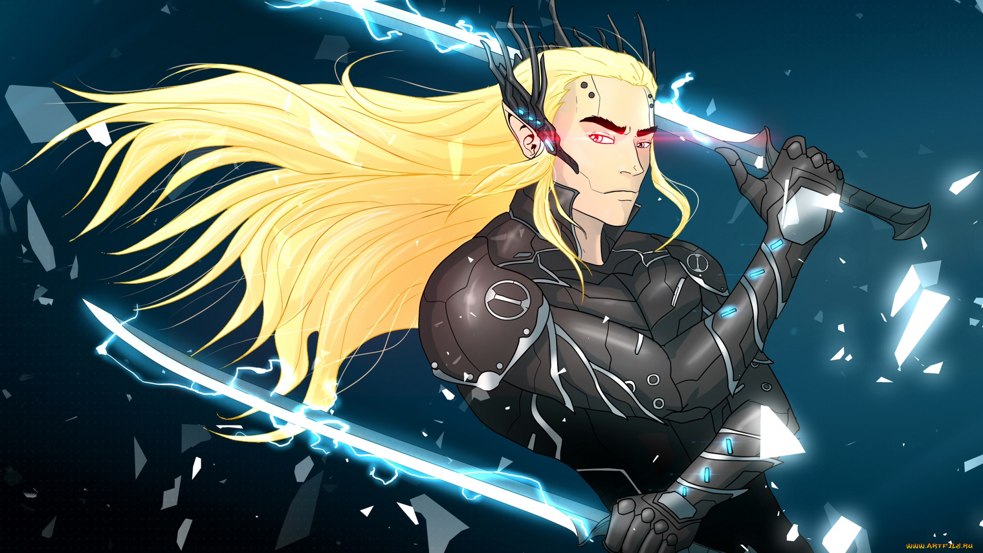 фэнтези, роботы, , киборги, , механизмы, парень, меч, эльф, блондин, взгляд, киборг, crossover, revengeance, metal, gear, rising, lord, of, the, rings, оружие, cyborg, ninja, mgr, elf, thranduil, hobbit