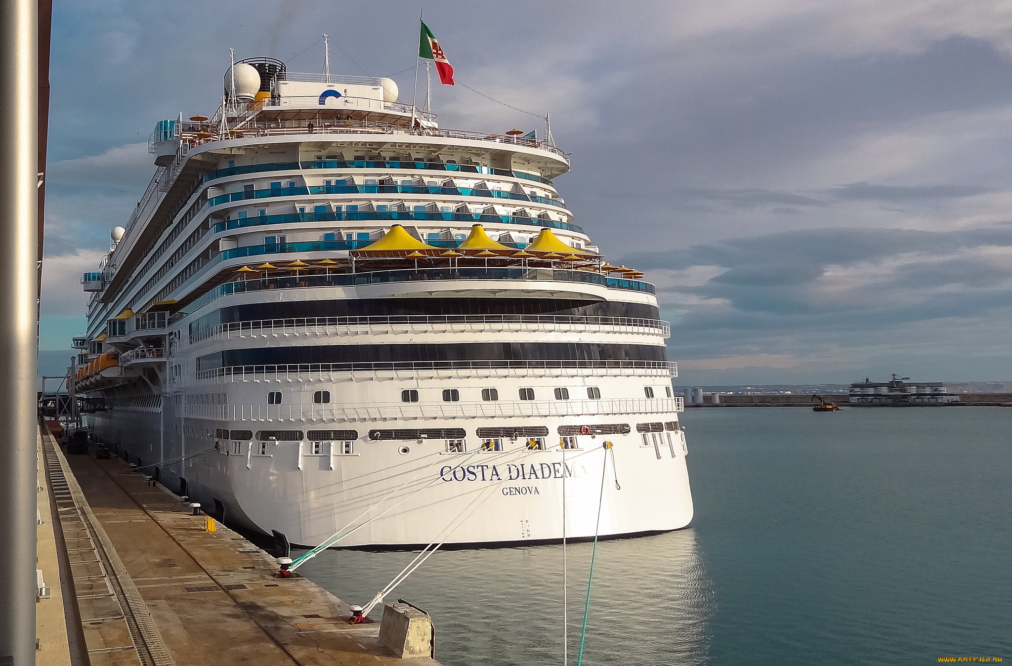costa, diadema, корабли, лайнеры, лайнер, круиз, причал, порт