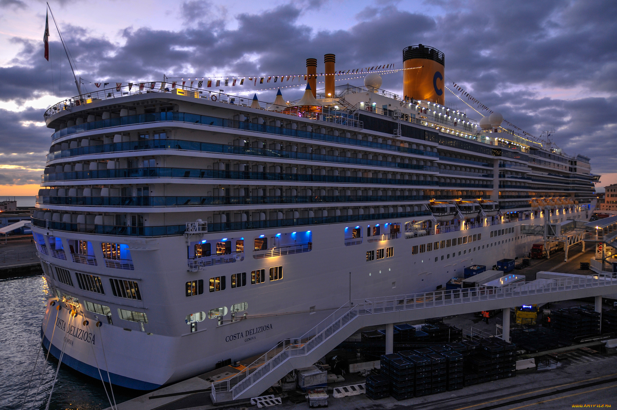 costa, deliziosa, корабли, лайнеры, порт, круиз, лайнер, причал