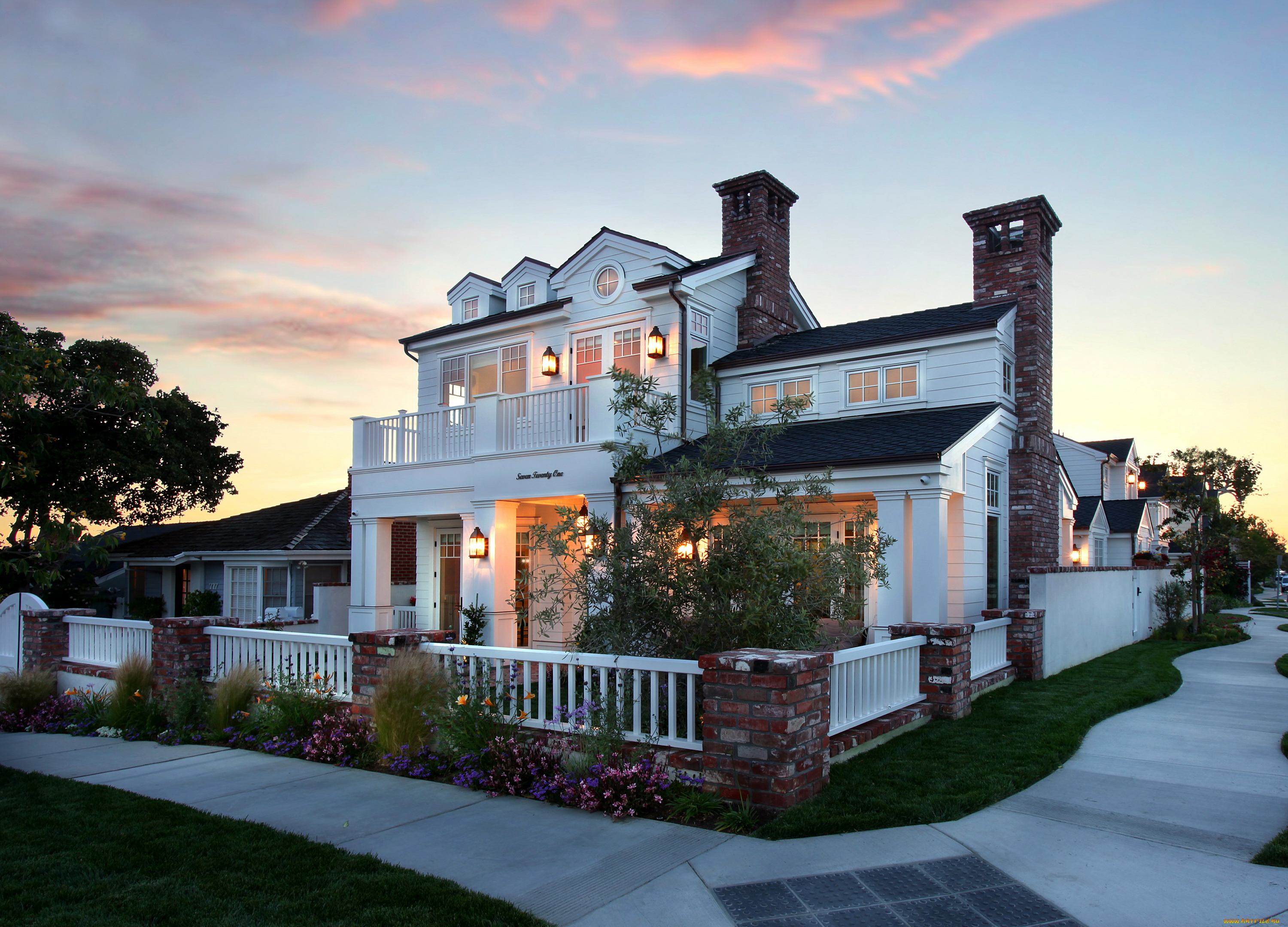 города, -, здания, , дома, огни, ночь, улица, особняк, дом