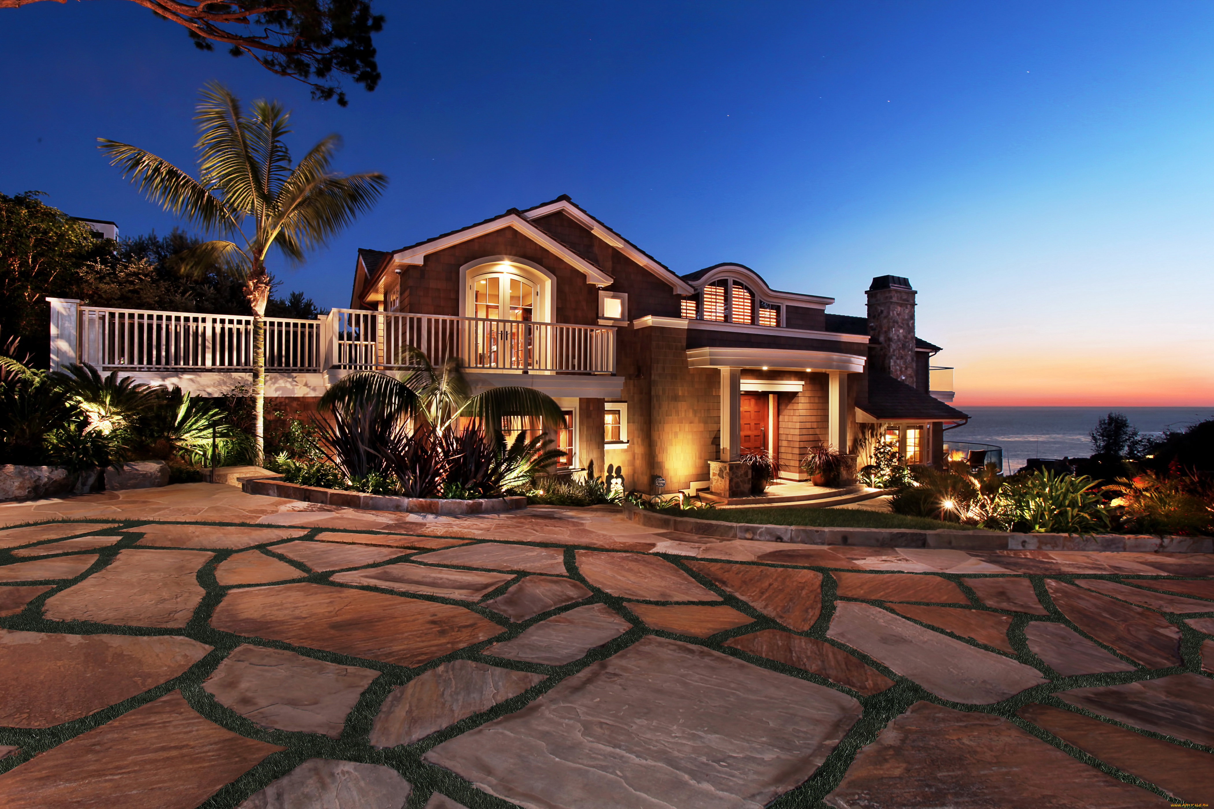 города, -, здания, , дома, улица, особняк, огни, ночь, пальмф