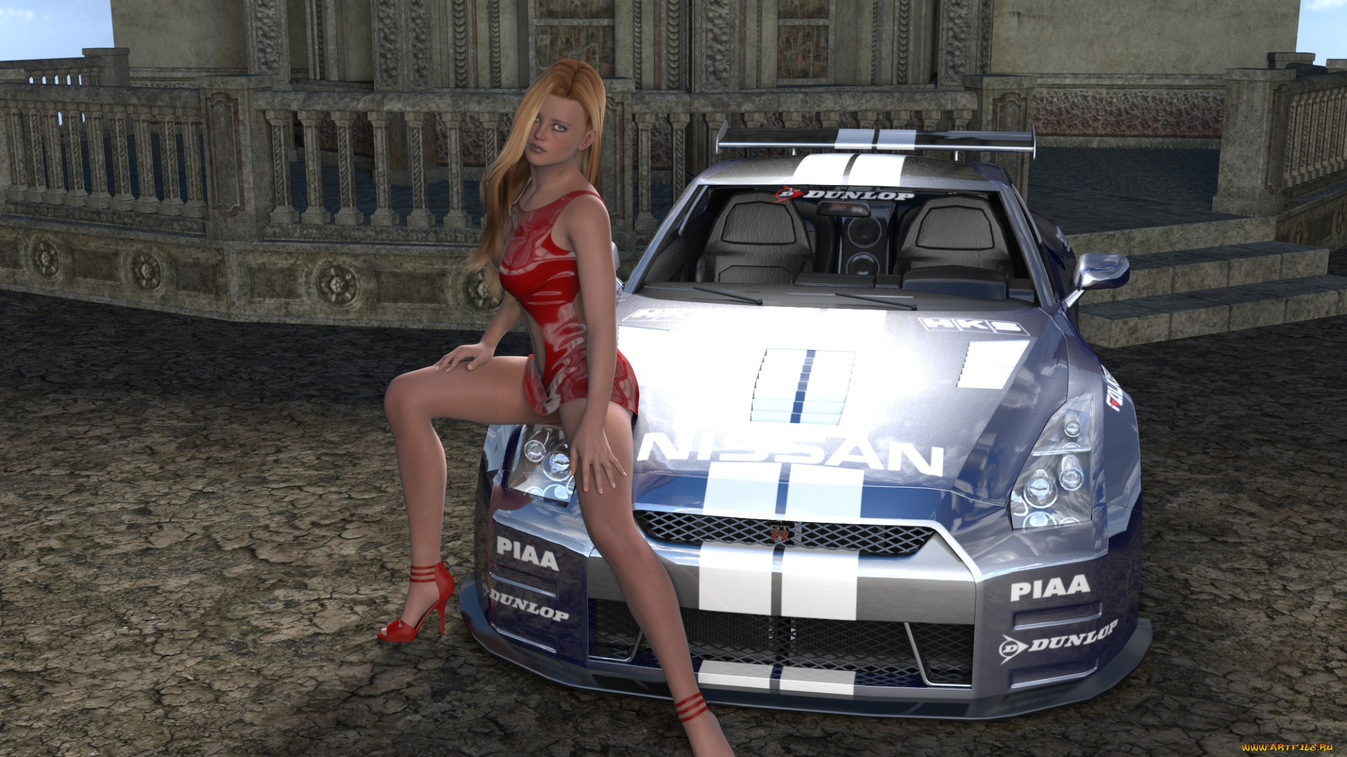 автомобили, 3d, car&girl, девушка, взгляд, фон, автомобиль, upskirt, платье, короткое, задралось, приподняла, расставила, ноги, сидит, вид, сбоку, спереди, арт