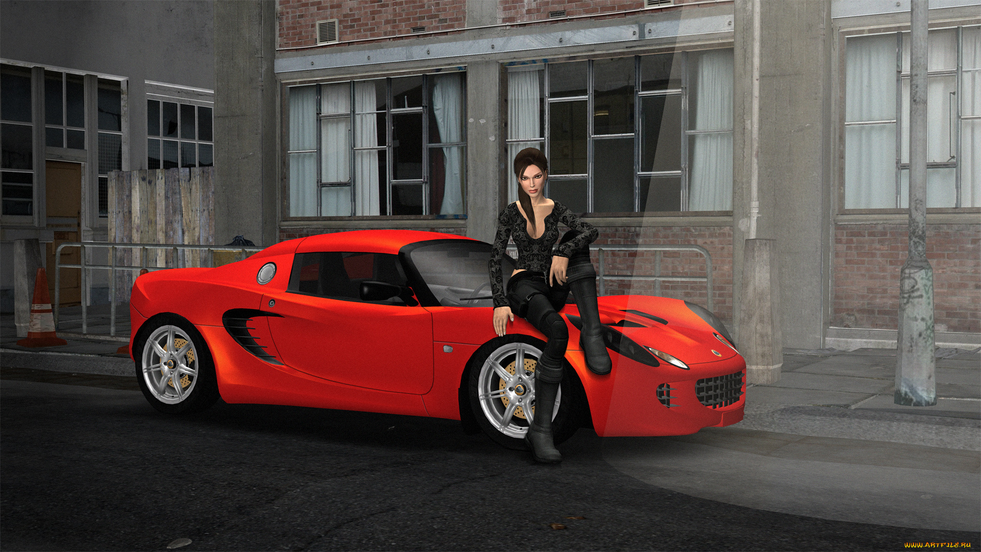 автомобили, 3d, car&girl, девушка, взгляд, фон, автомобиль