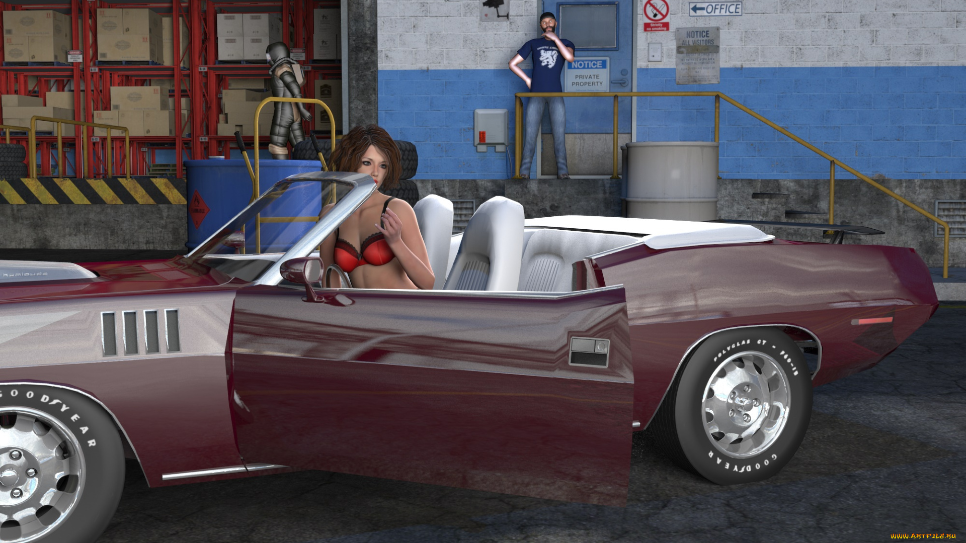 автомобили, 3d, car&girl, девушка, взгляд, фон, автомобиль