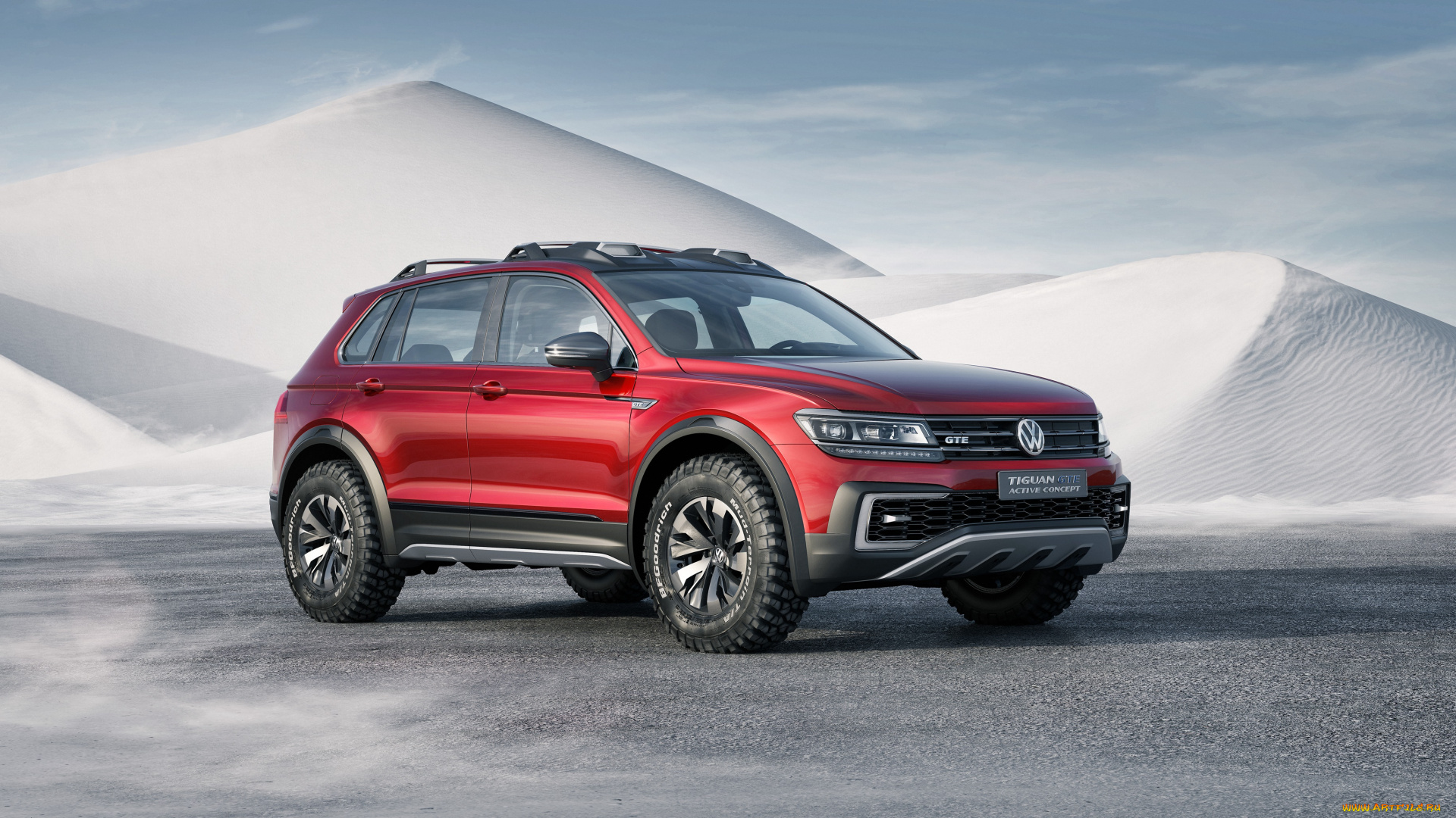 автомобили, volkswagen, красный, 2016г, concept, active, gte, tiguan
