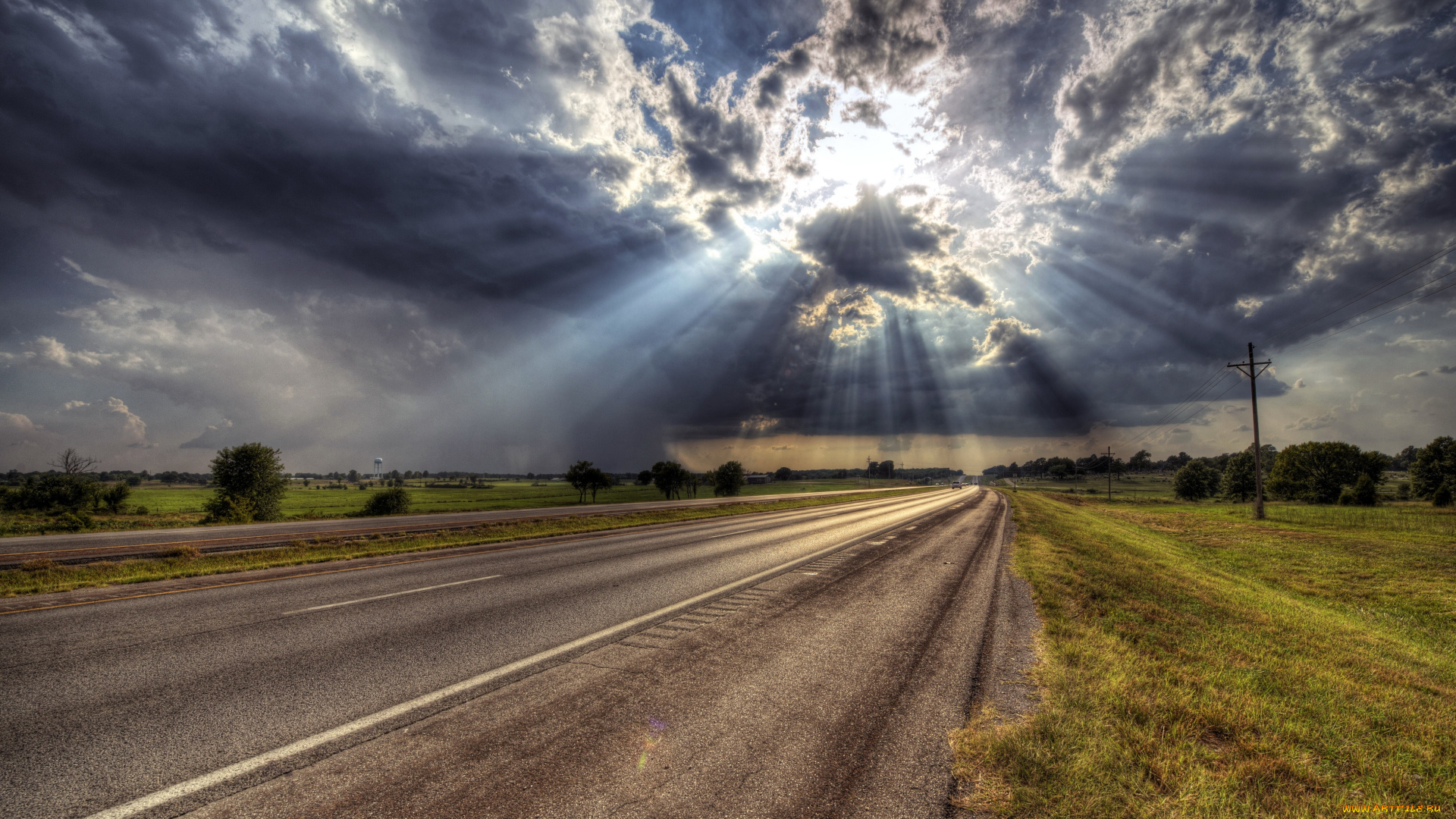 природа, дороги, облака, дорога