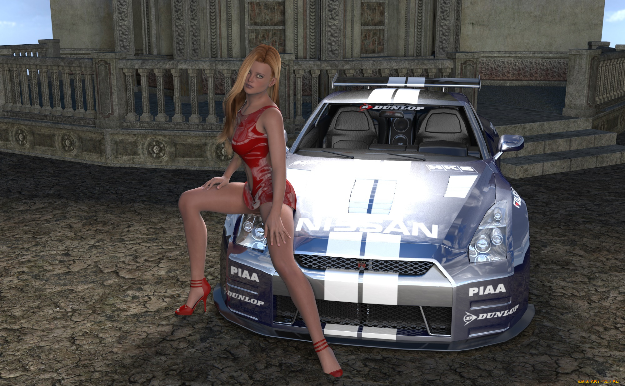 автомобили, 3d, car&girl, девушка, взгляд, фон, автомобиль, upskirt, платье, короткое, задралось, приподняла, расставила, ноги, сидит, вид, сбоку, спереди, арт