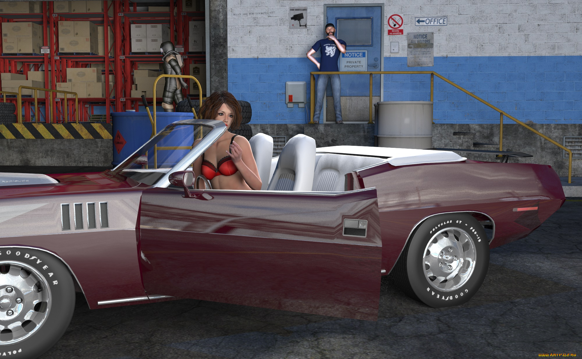 автомобили, 3d, car&girl, девушка, взгляд, фон, автомобиль